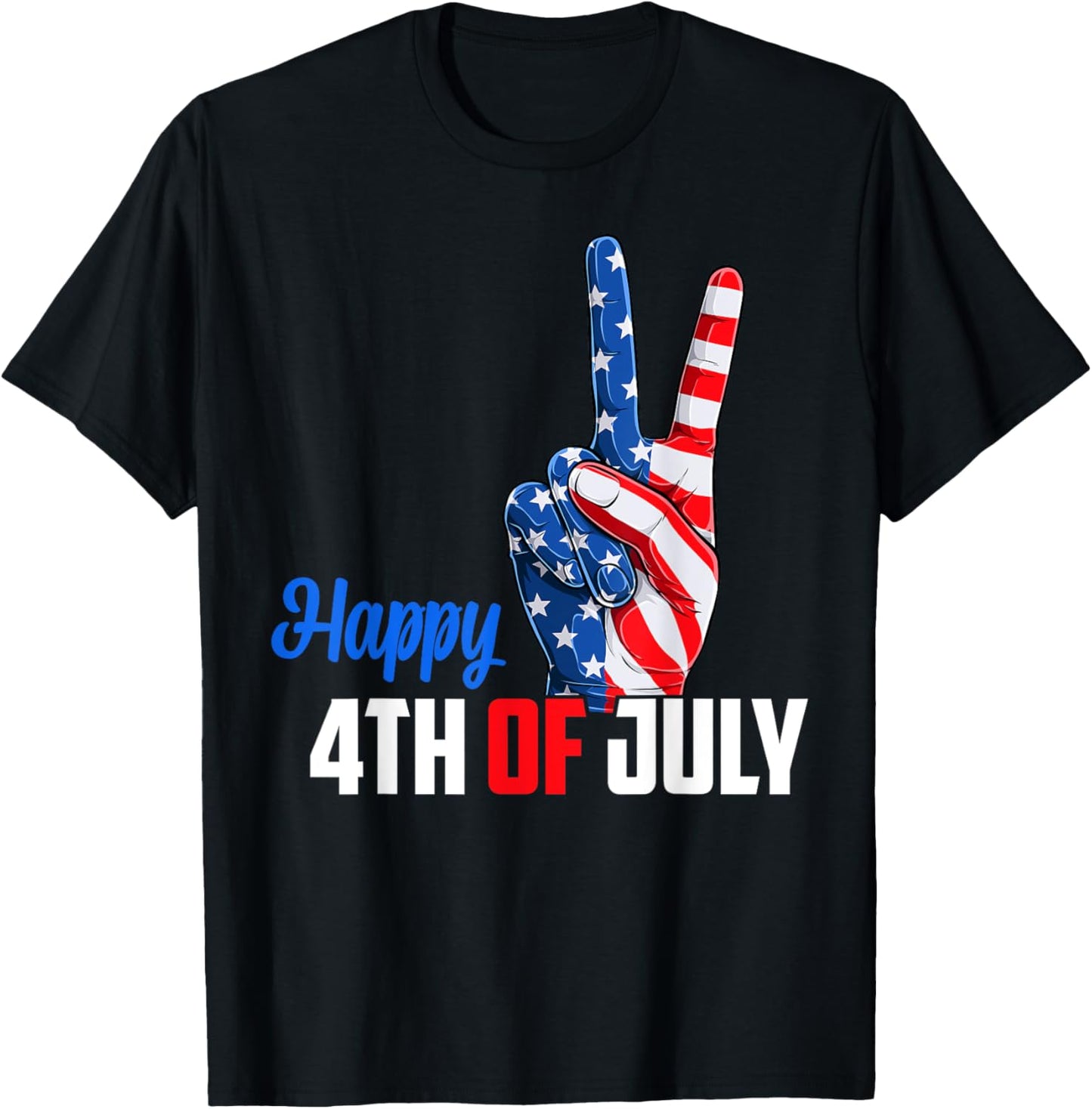 Happy 4th of July Peace America Independence Day Patriot USA T-Shirt - T-Shirt | Black