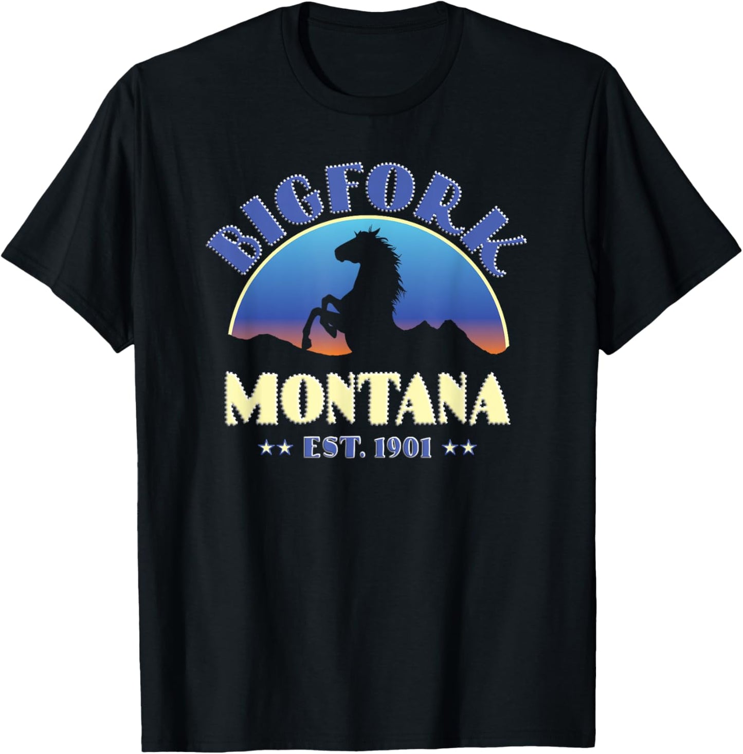 Bigfork Montana MT Wild Horse T-Shirt - T-Shirt | Black