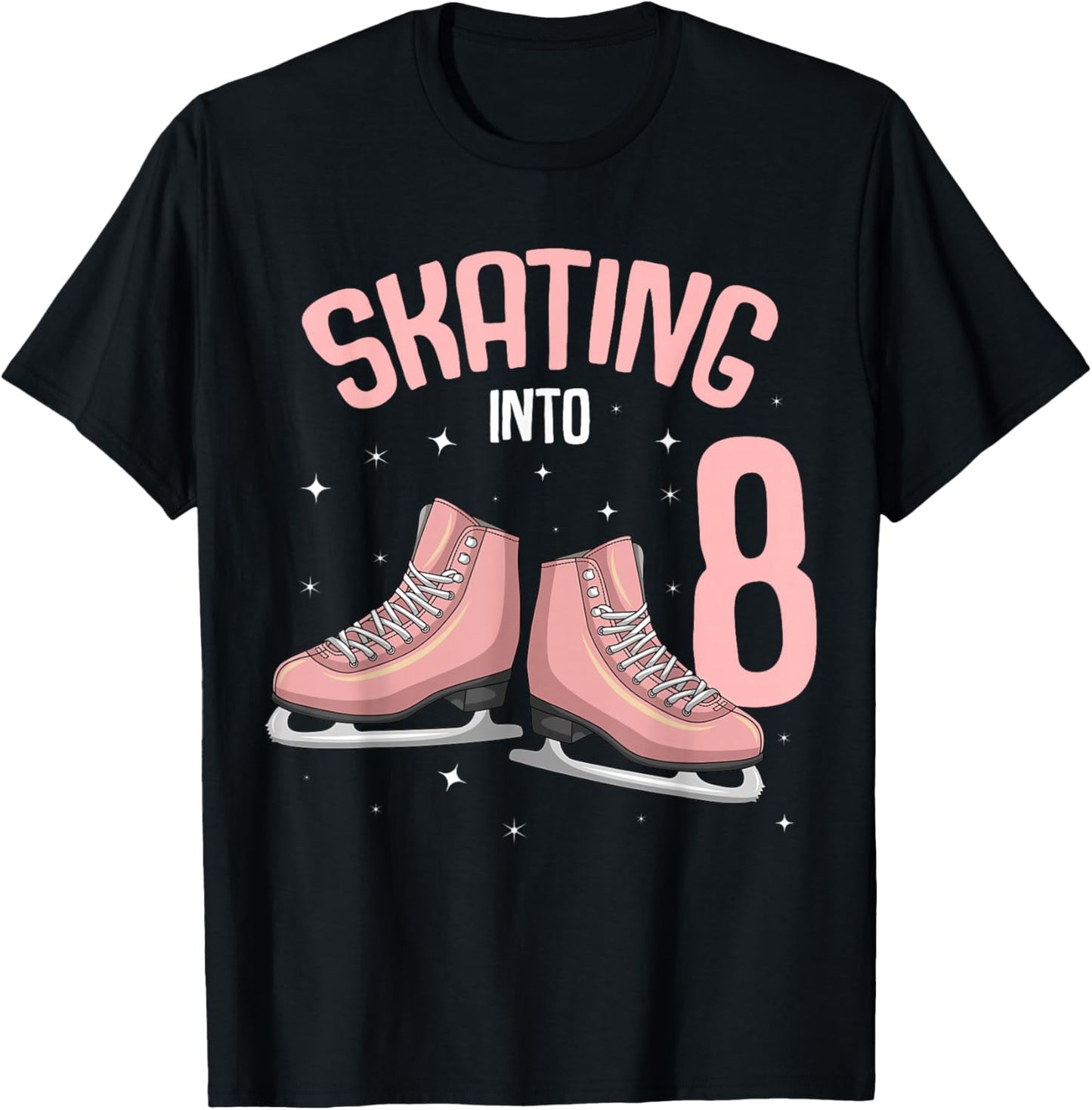 Ice Skating 8th Birthday Girl 8 Years T-Shirt - T-Shirt | Black