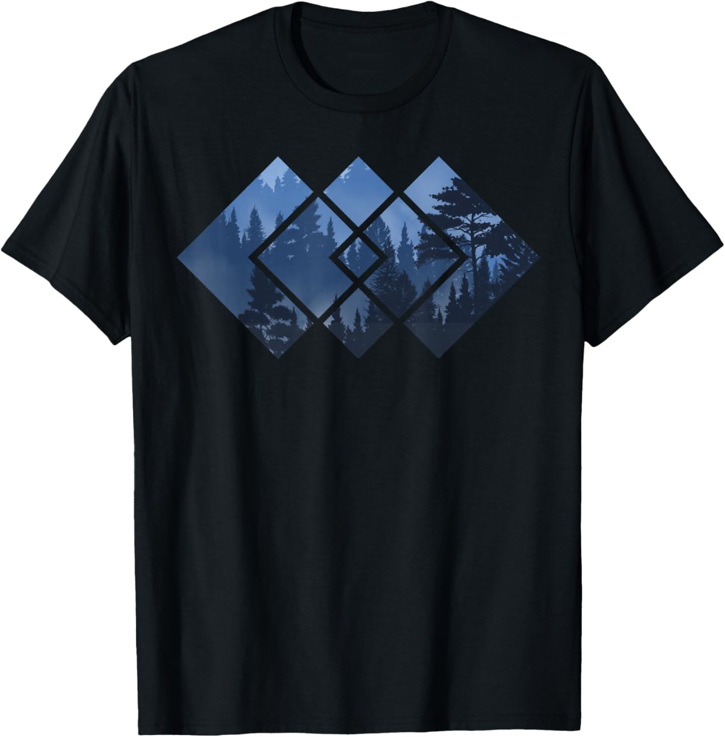 Forest Nature Square Minimalism T-Shirt - T-Shirt | Black