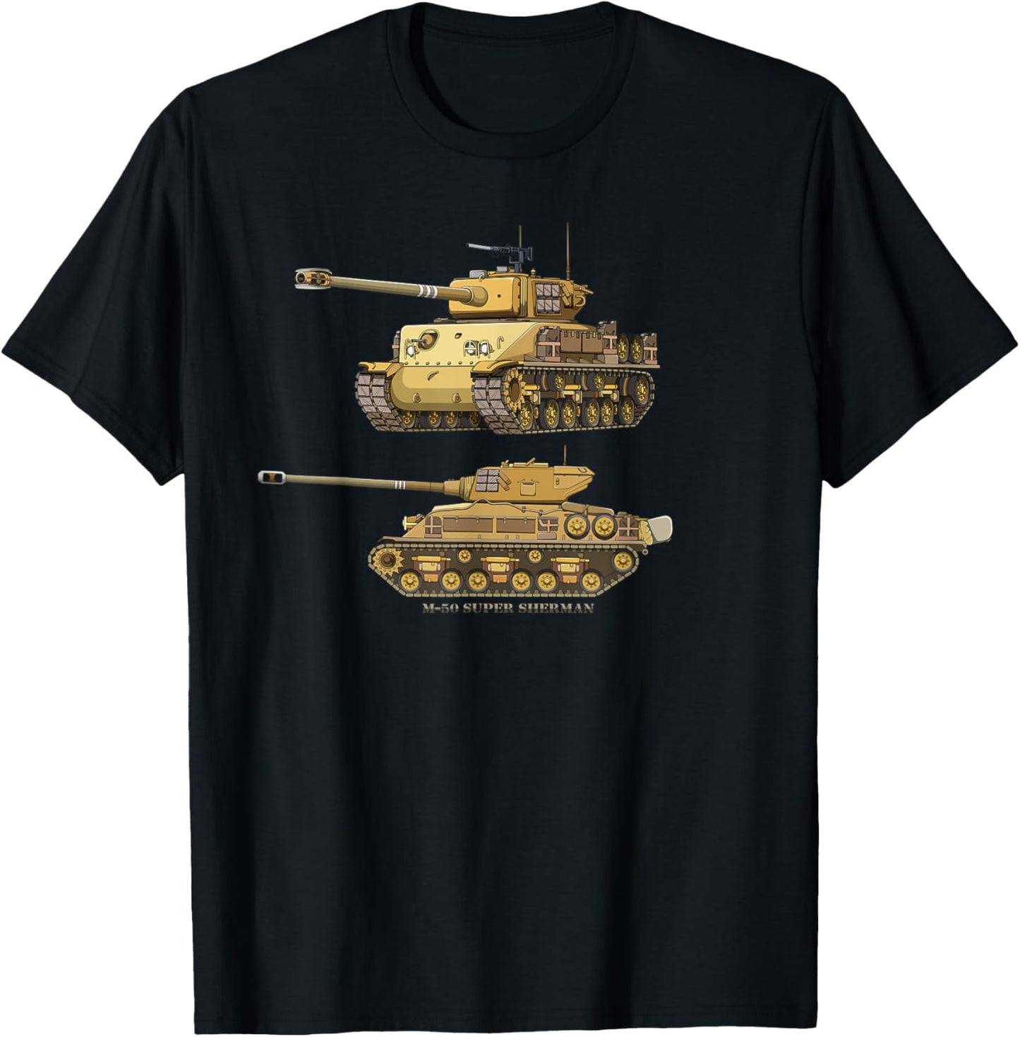 M51 Super Sherman Isherman Israel Tank Diagram T-Shirt - T-Shirt | Black