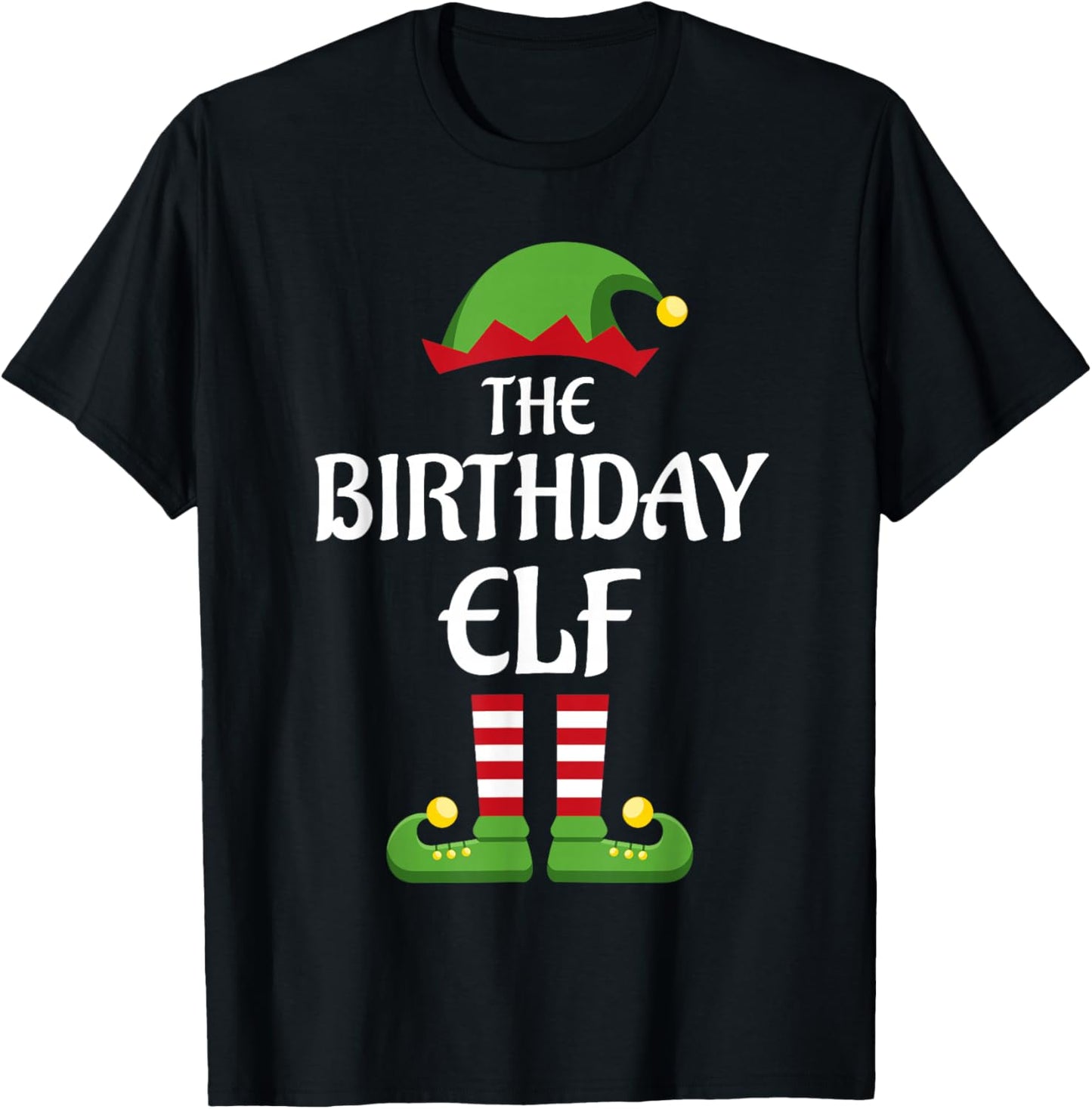 Birthday Elf Family Matching Group Christmas T-Shirt - T-Shirt | Black