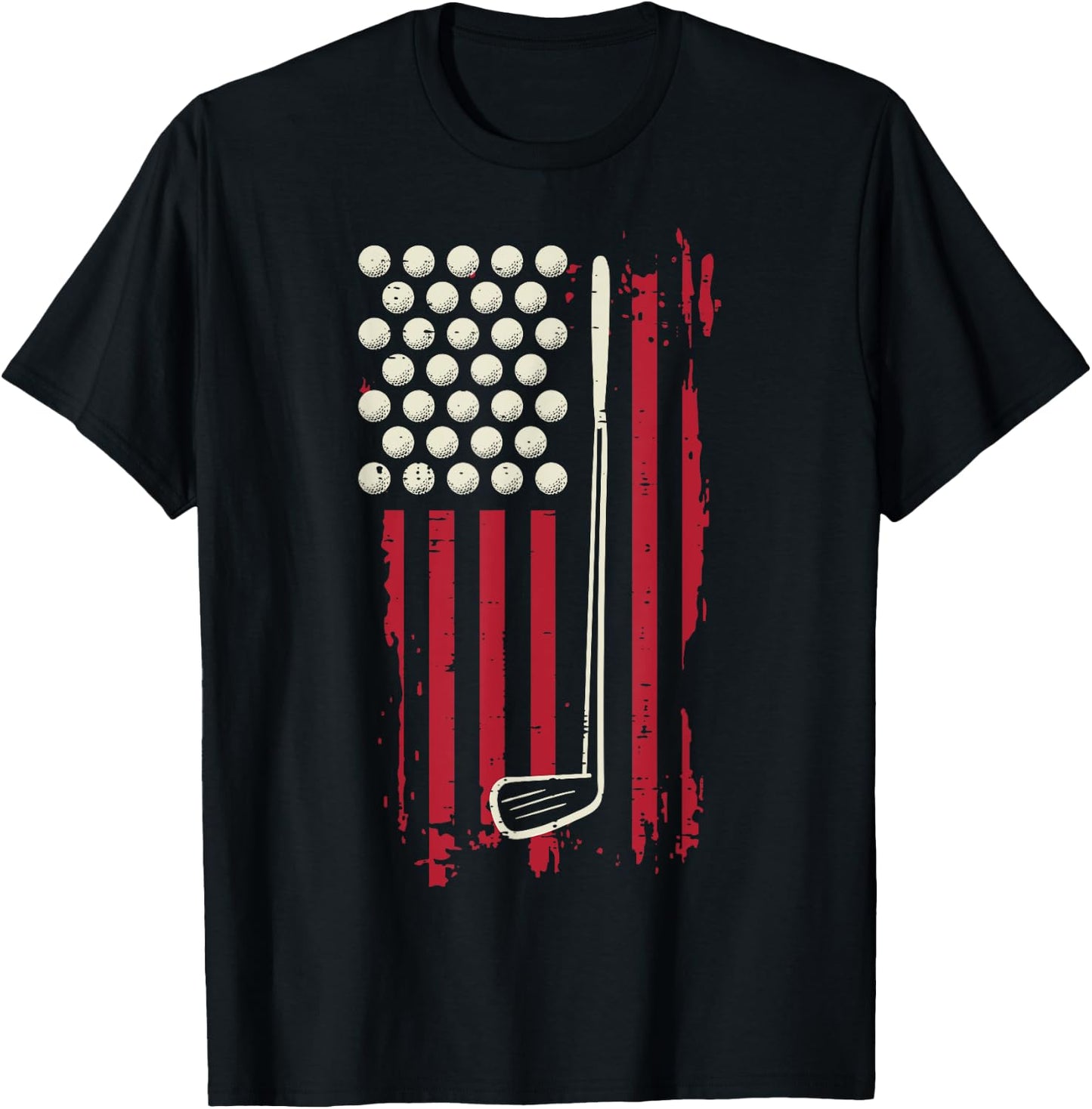 Golf American Flag USA Patriotic Men Women Kids T-Shirt - T-Shirt | Black