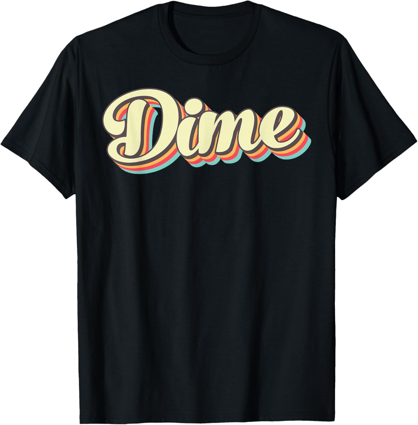 Dime Retro Art Baseball Font Vintage T-Shirt - T-Shirt | Black