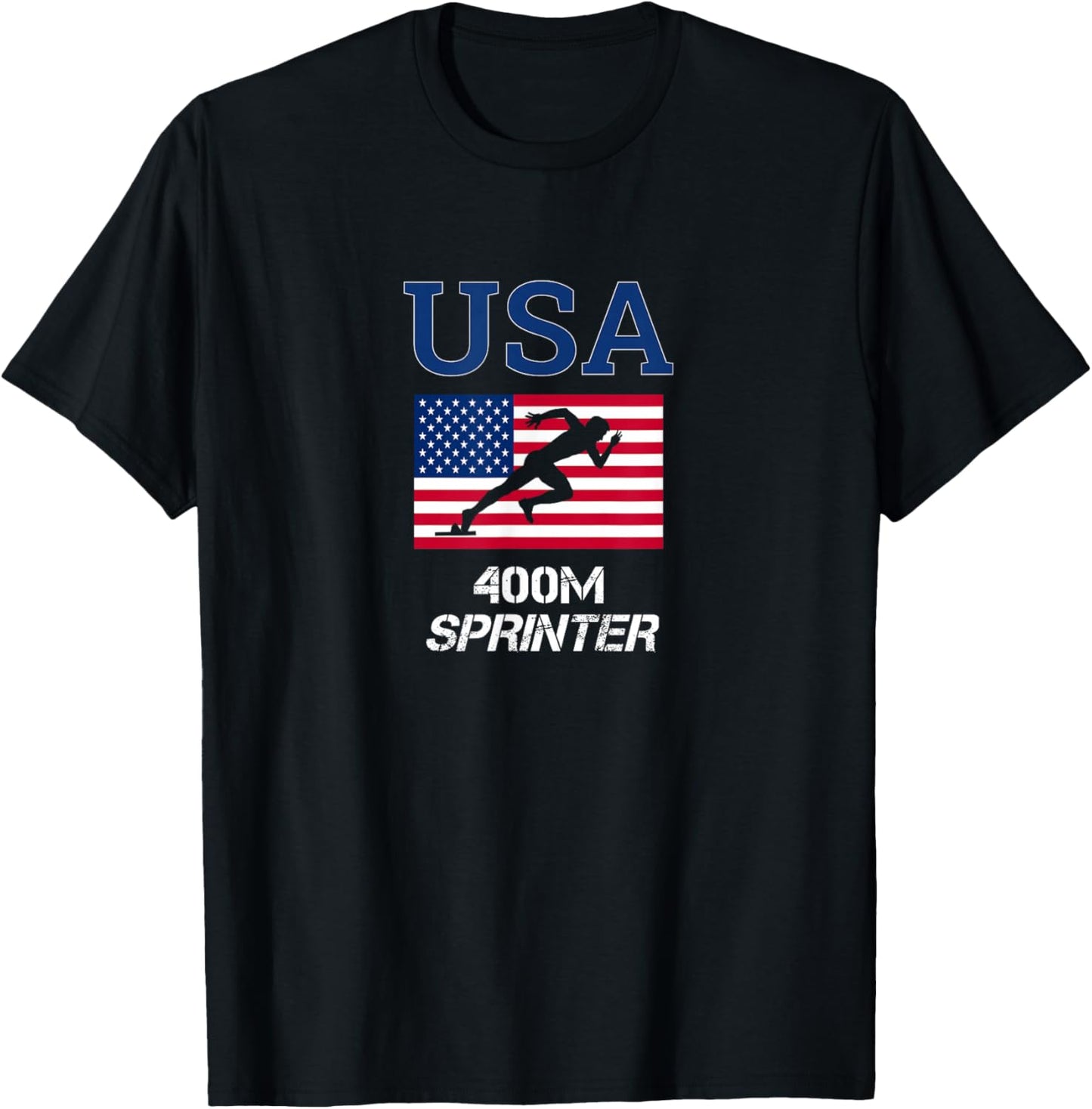 USA Team Sport Runner American Track and Field Sprinter 400m T-Shirt - T-Shirt | Black