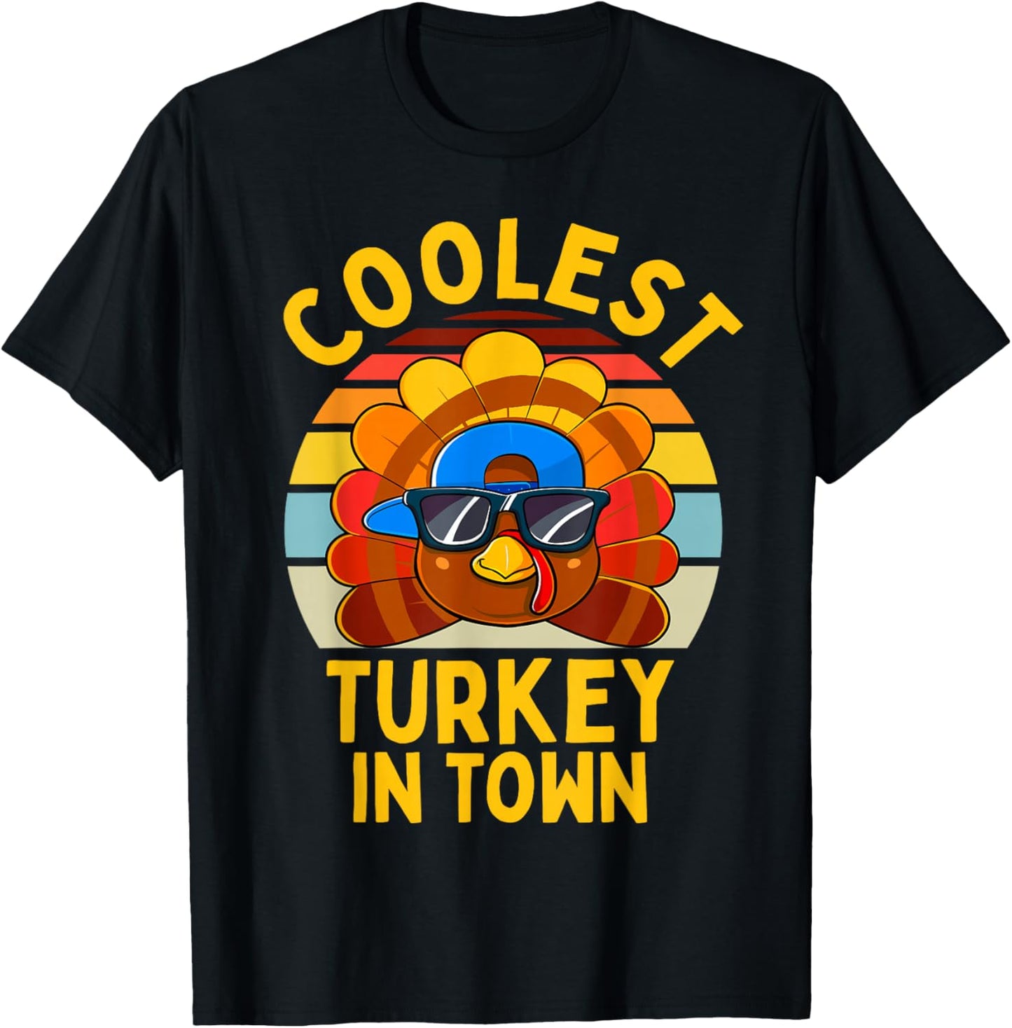Coolest Turkey In Town Thanksgiving Family Boy Girls Toddler T-Shirt - T-Shirt | Black
