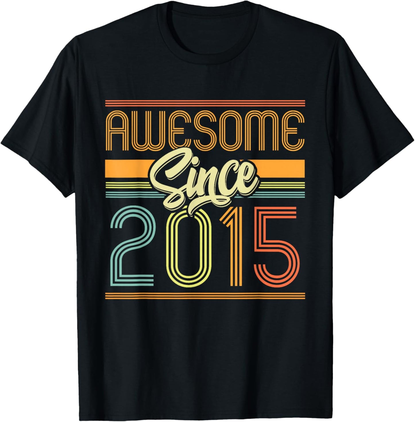 Awesome Since 2015 10th Birthday 10 Years Old Bday Kids Boys T-Shirt - T-Shirt | Black
