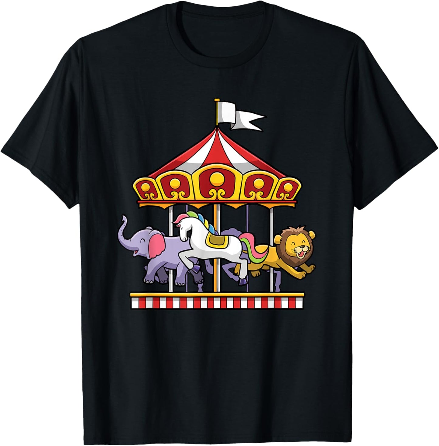Horse Carousel Cute Carnival Ride Animals Circus T-Shirt - T-Shirt | Black