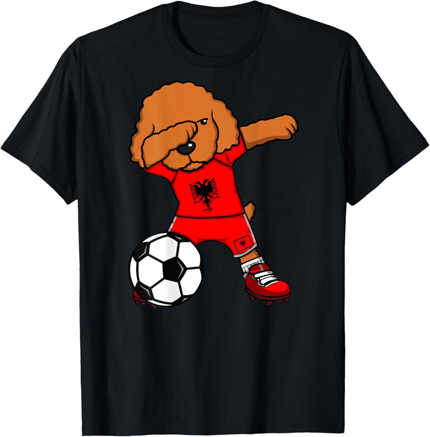 Dabbing Poodle Dog Albania Soccer Lover Jersey Football Fans Men Women Kids T-Shirt - T-Shirt | Black
