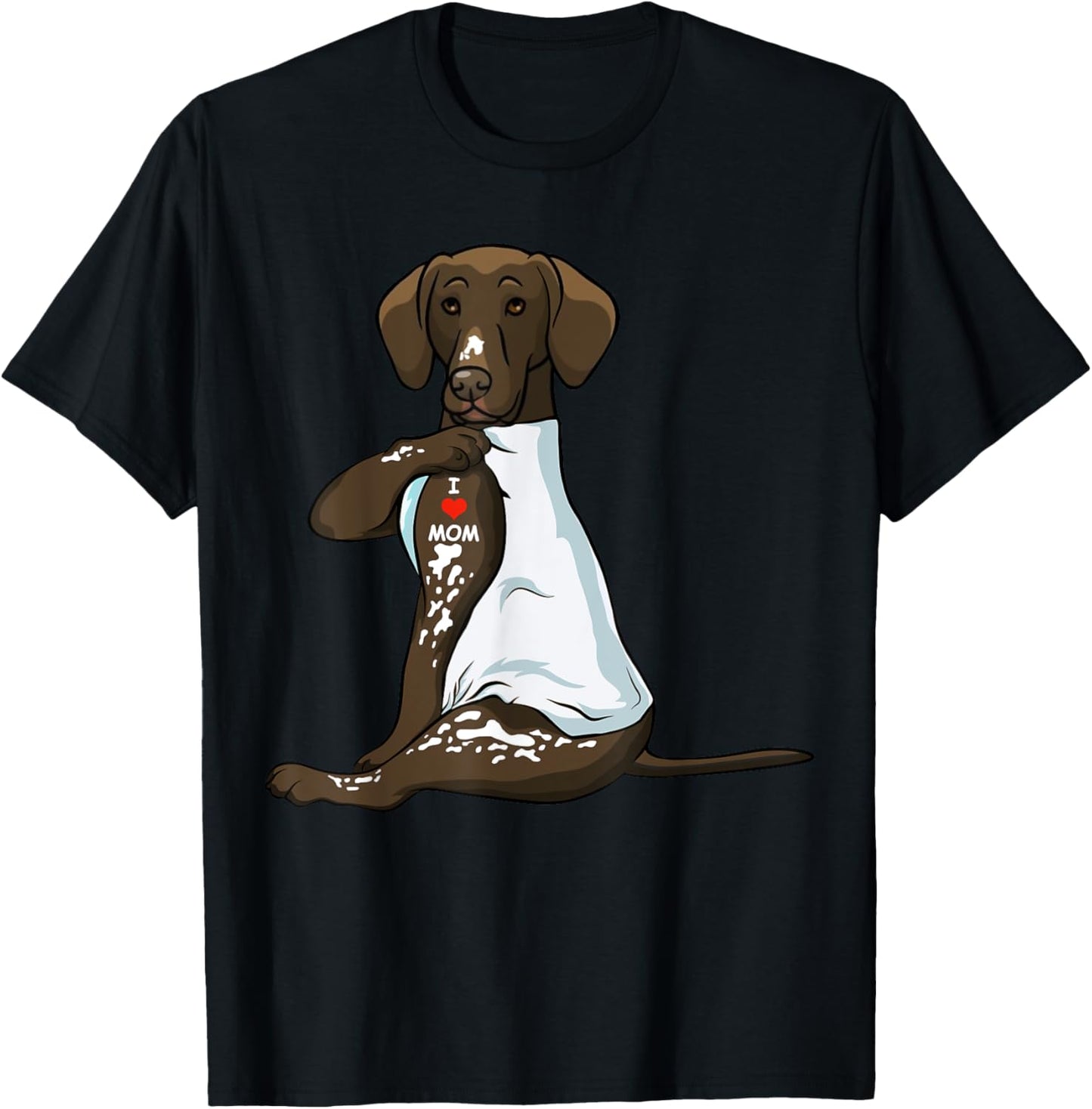 I Love Mom Tattoo German Shorthaired Pointer Mom Dog Women T-Shirt - T-Shirt | Black