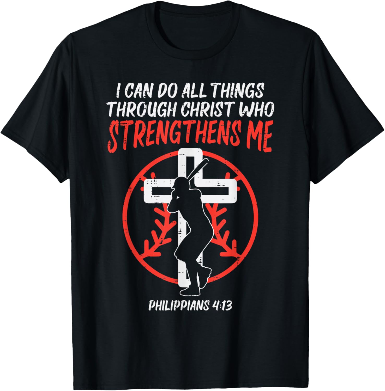 Can Do All Things Baseball Religious Christian Men Women T-Shirt - T-Shirt | Black
