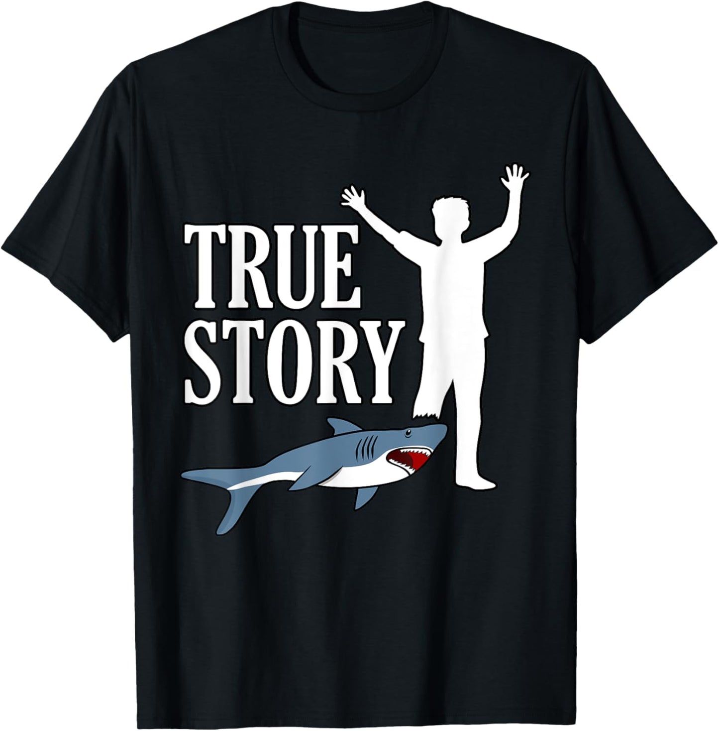True Shark Story Fun Leg Amputee Prosthetic Surgery Graphic T-Shirt - T-Shirt | Black