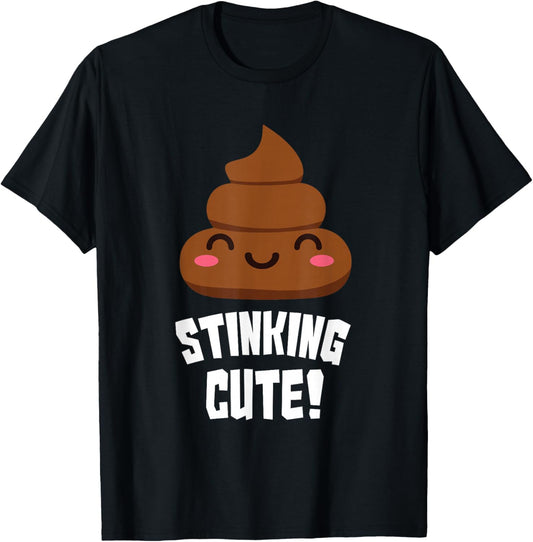 Cute Smelly Poop Character T-Shirt - T-Shirt | Black