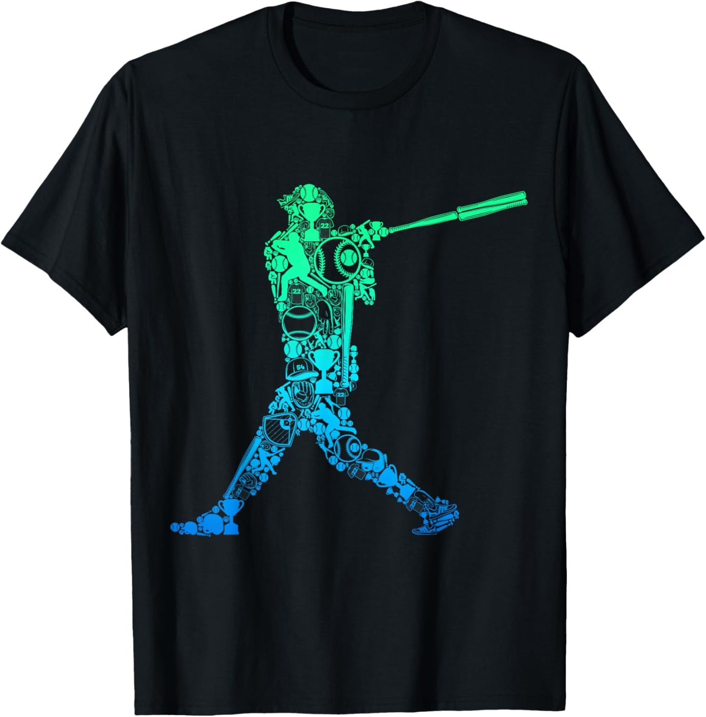 Baseball Player Batter Youth Men Boys Kids T-Shirt - T-Shirt | Black