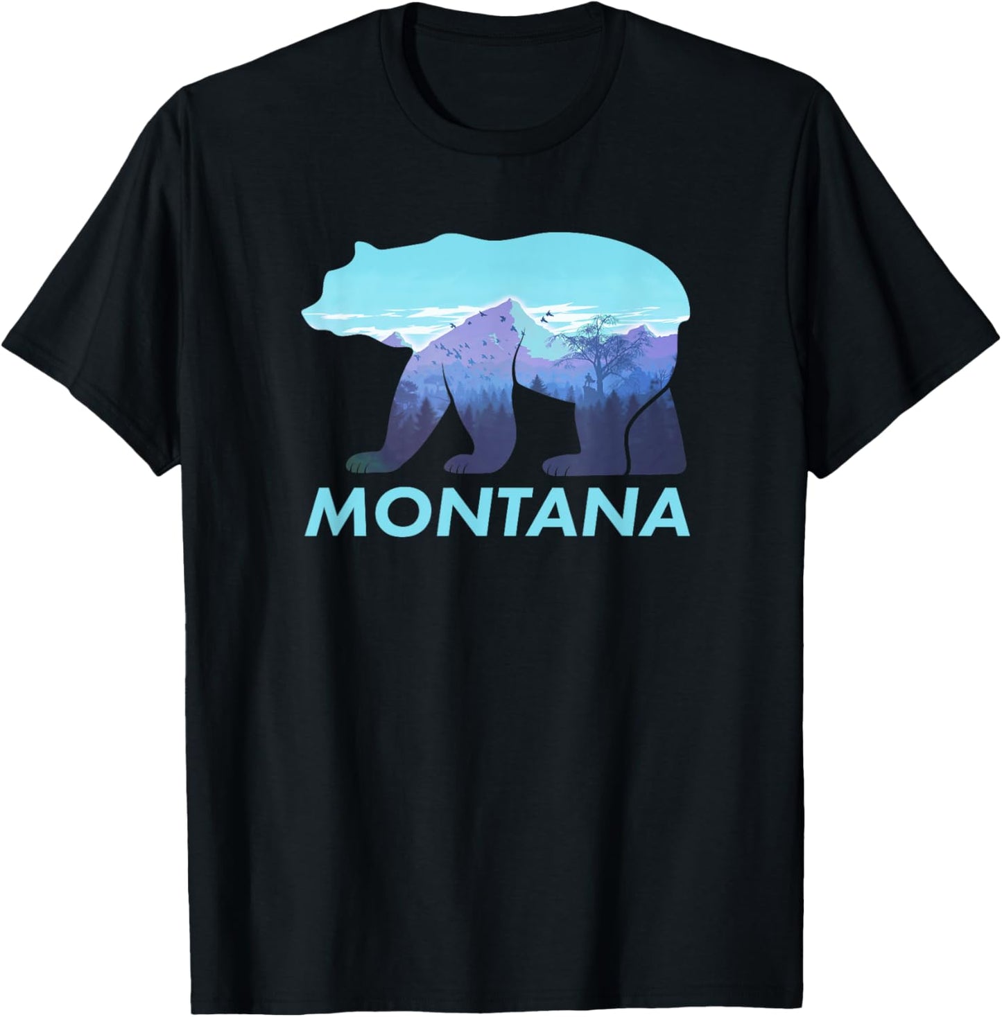 Montana Retro Vintage Outdoors Mountain Graphic Design T-Shirt - T-Shirt | Black