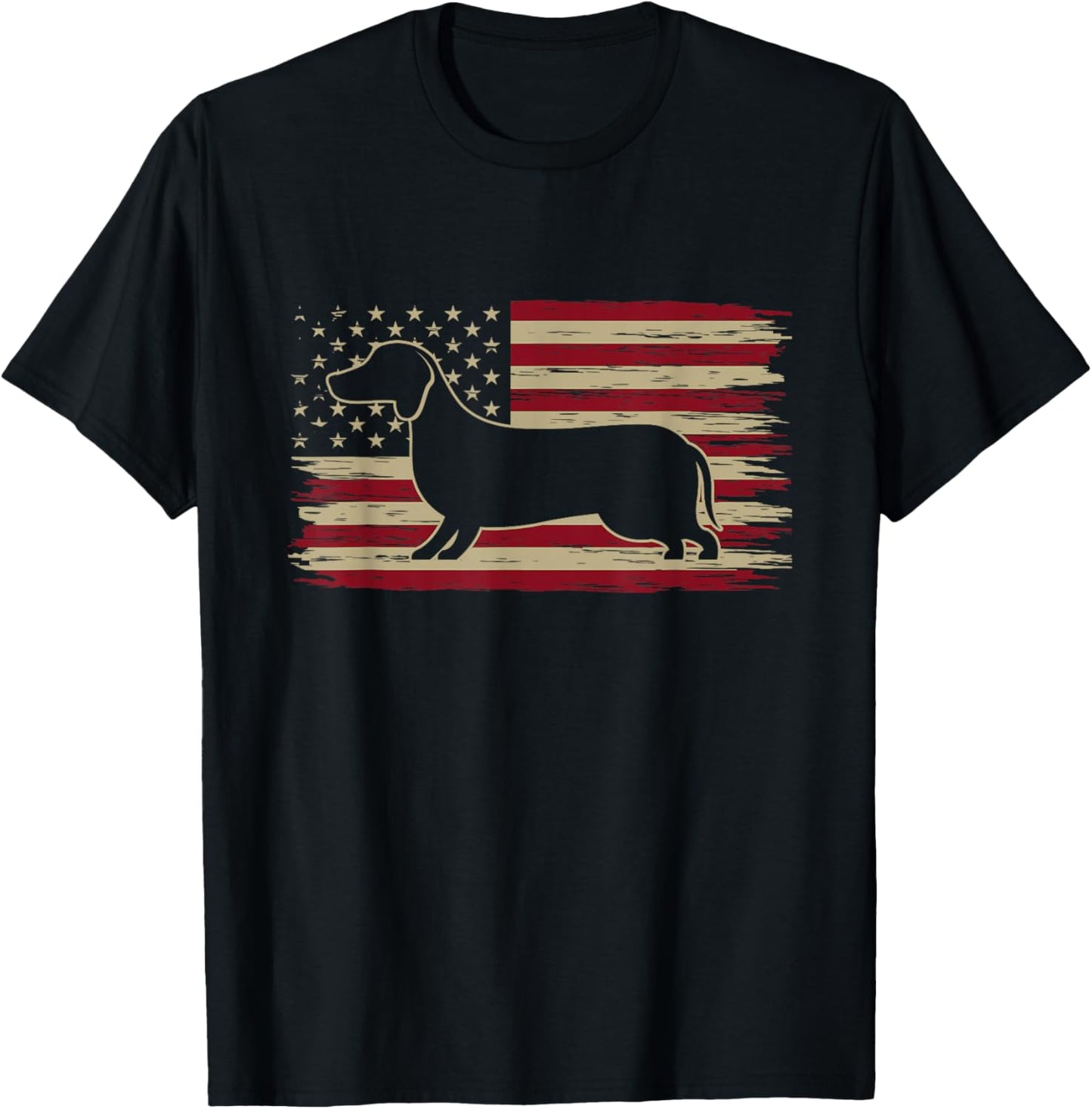American Flag Dachshund Patriotic Dachshund Doxie Lover T-Shirt - T-Shirt | Black
