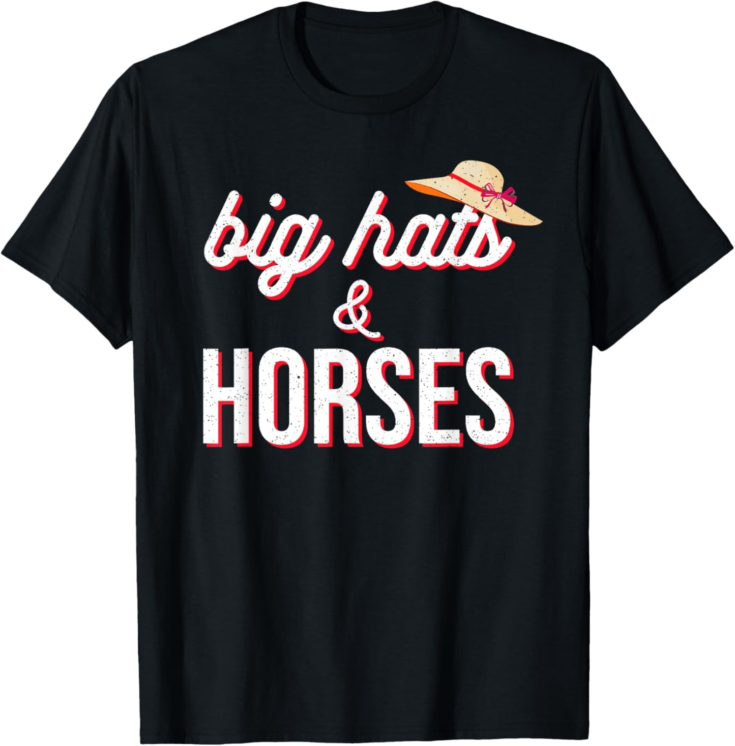 Funny Horse Racing Fascinators Big Hats And Horses KY Derby T-Shirt - T-Shirt | Black