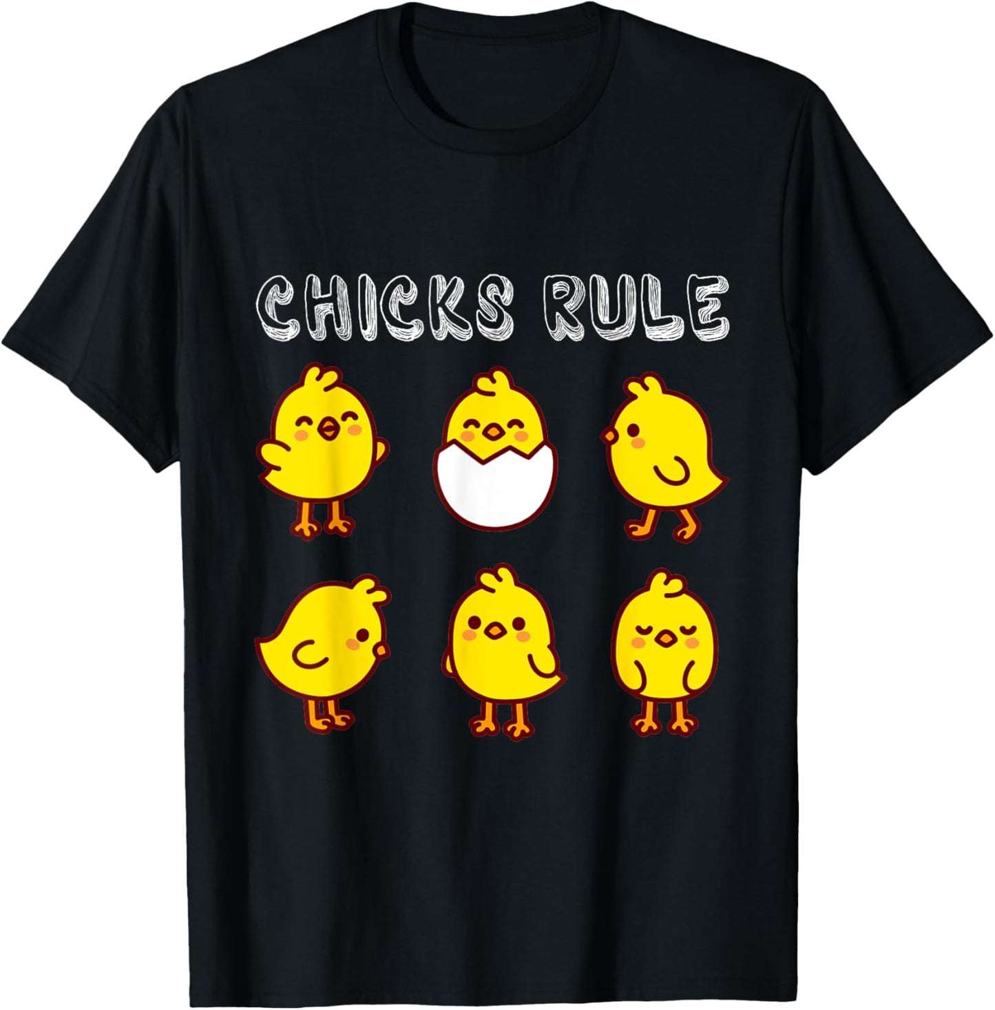 Chicks Rule Funny Happy Easter Day Women Ladies Girls Kids T-Shirt - T-Shirt | Black