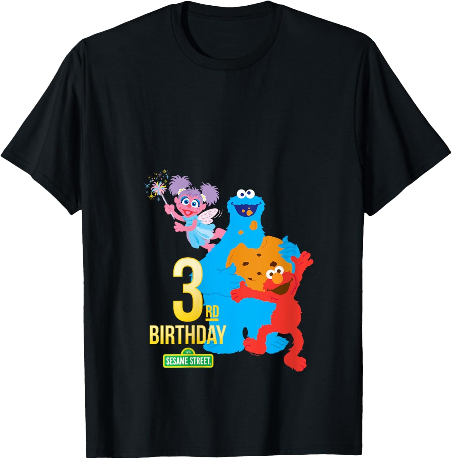 Sesame Street 3rd Birthday V-Neck T-Shirt - T-Shirt | Black