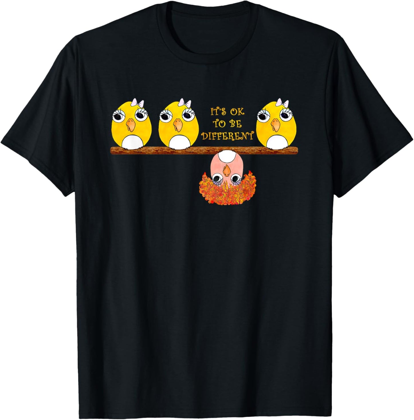 It's OK To Be Different Birds on Branch Positive Girls Top T-Shirt - T-Shirt | Black
