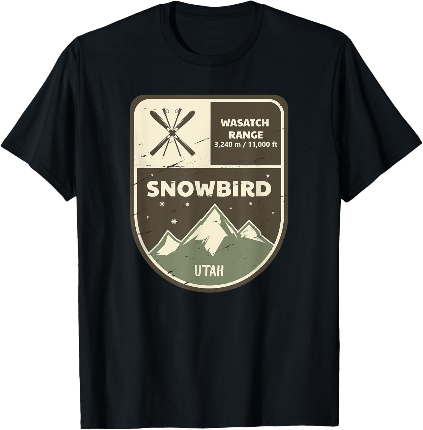 Snowbird Wasatch Range Utah Vintage T-Shirt - T-Shirt | Black