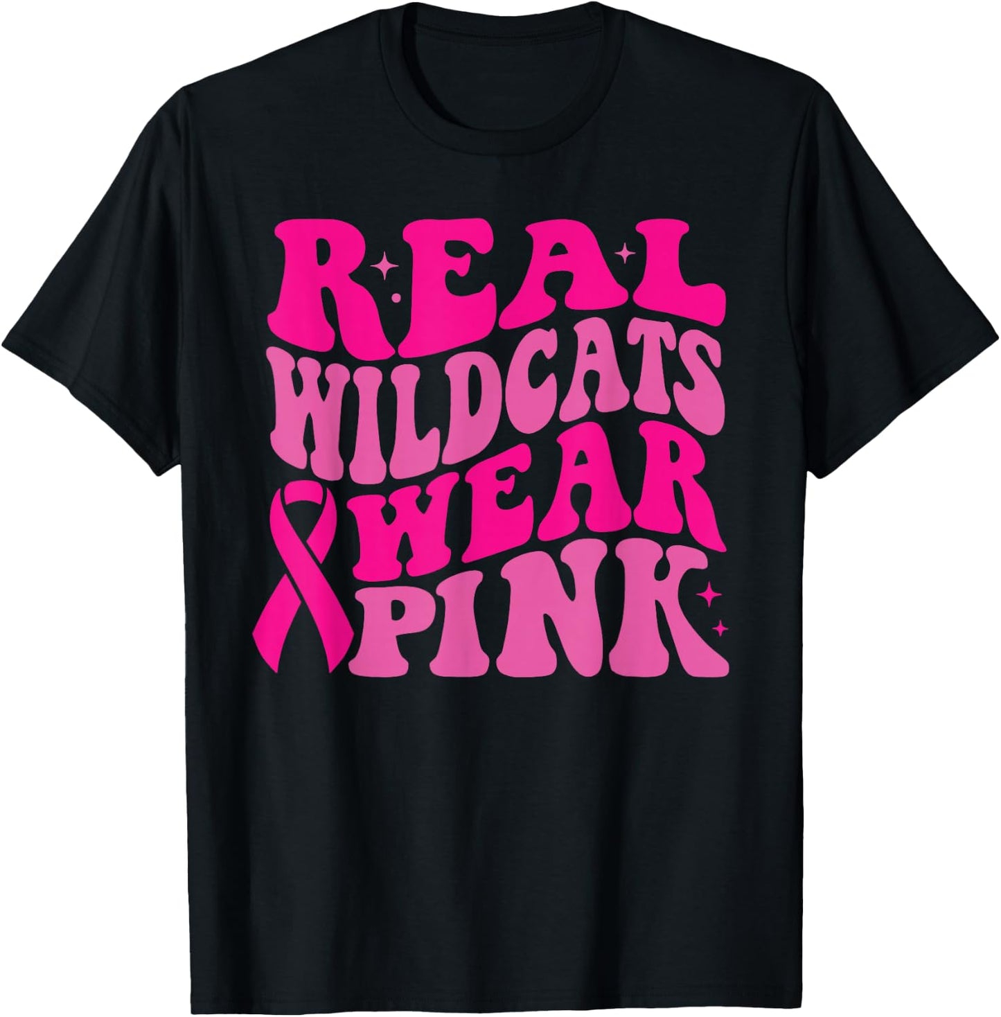 Real Wildcats Wear Pink Breast Cancer Awareness T-Shirt - T-Shirt | Black