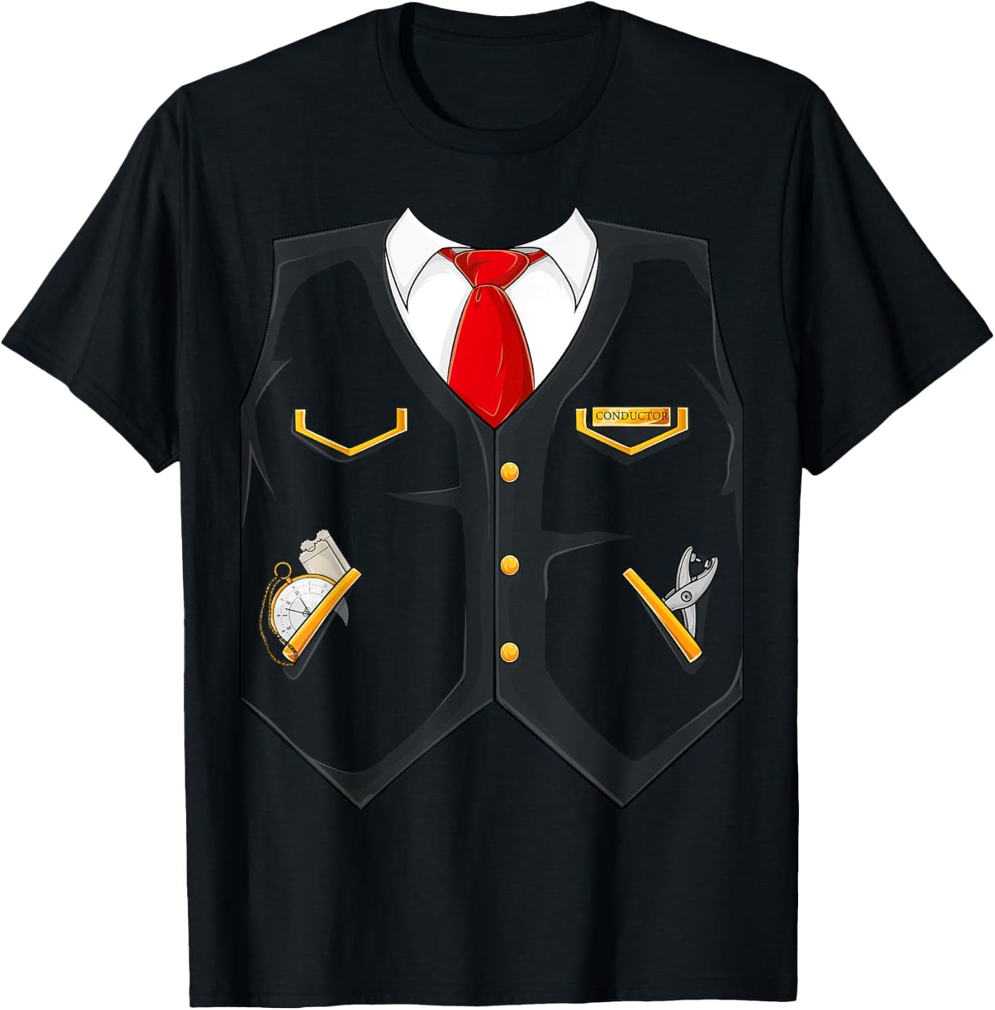 Halloween Train Conductor Costume for Kids Adults Men Women T-Shirt - T-Shirt | Black