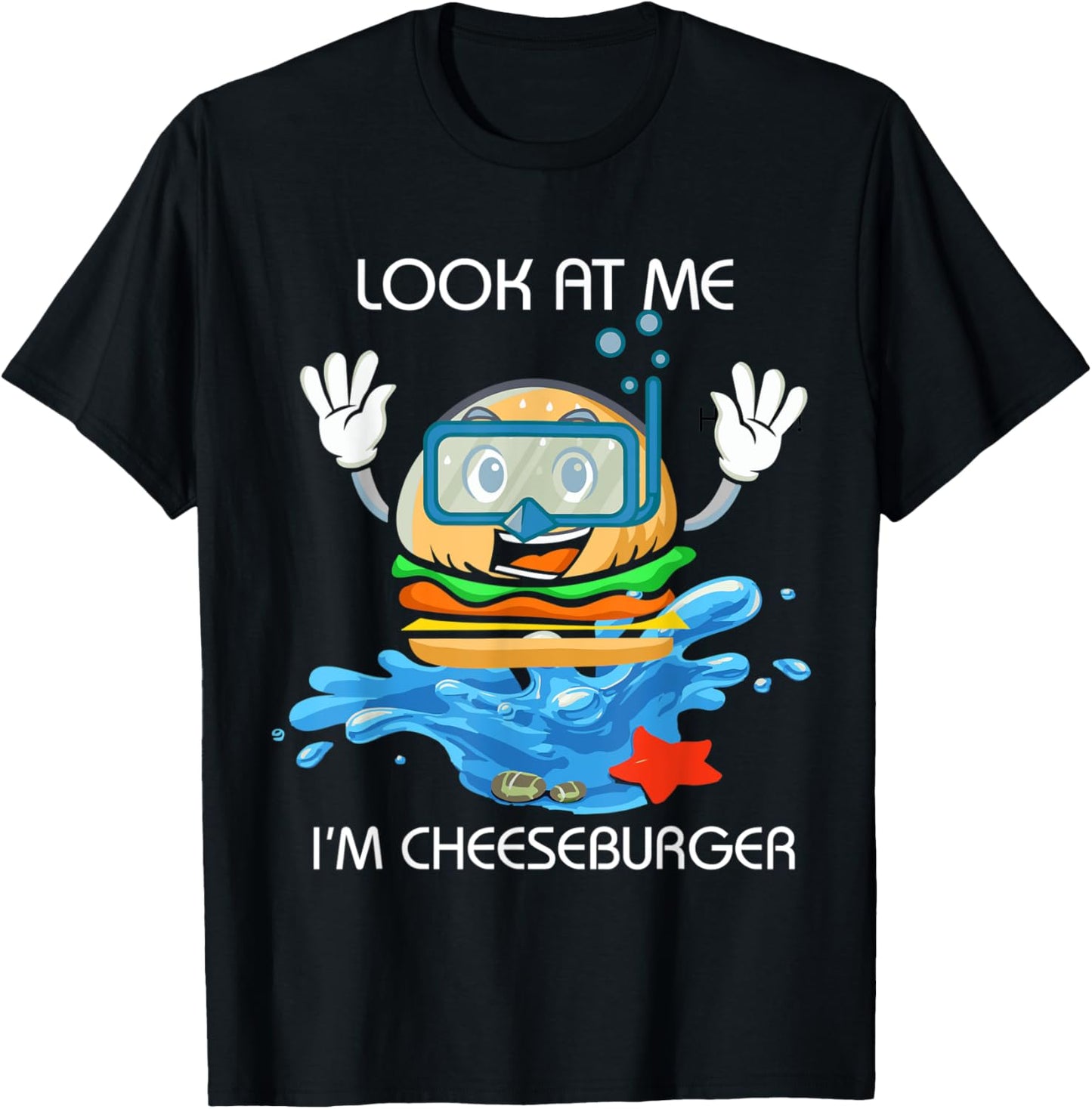 Cheeseburger - French Fry & Hamburger Lovers Food - Swimming T-Shirt - T-Shirt | Black