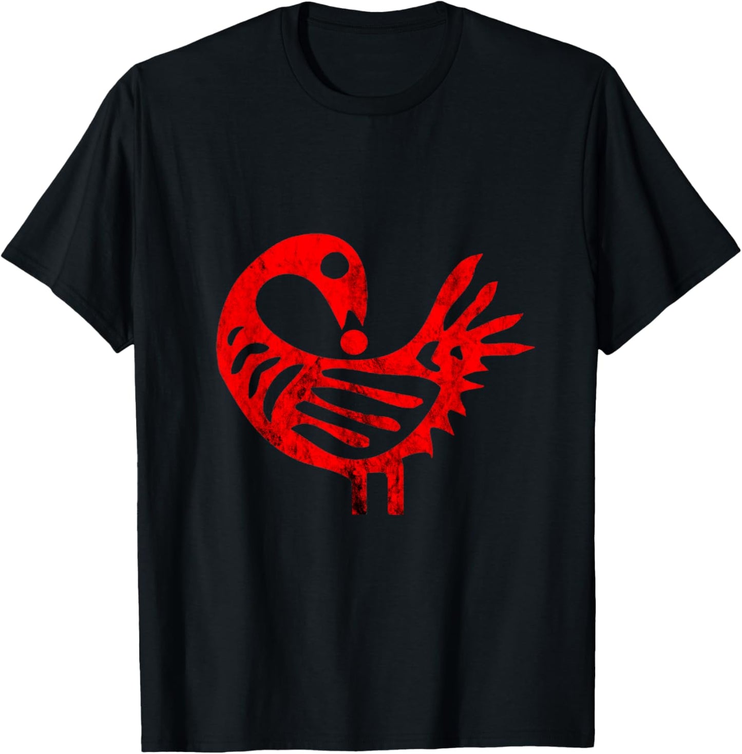 Sankofa Afrocentric Adinkra Red African Symbol Bird T-Shirt - T-Shirt | Black