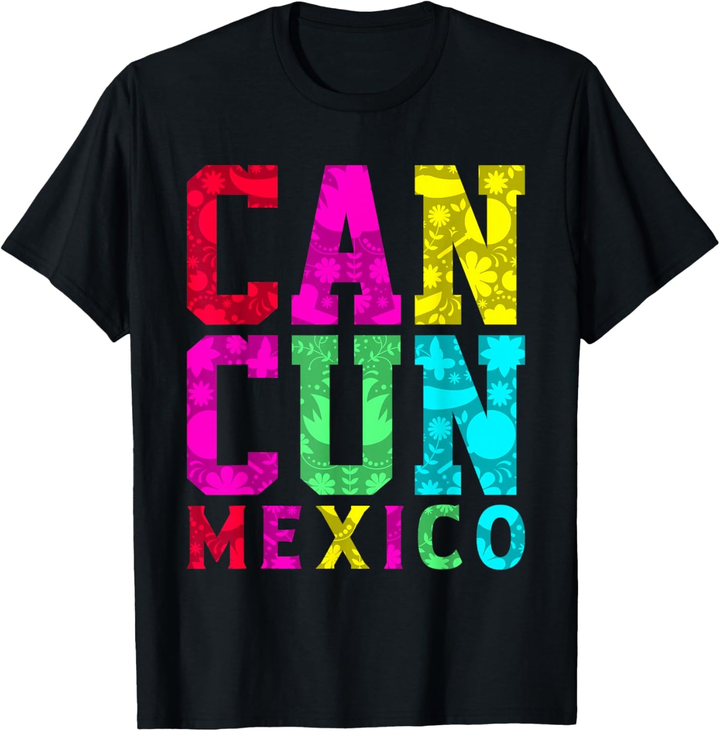 Cancun Mexico Shirt Colorful Men Women Cancun Shirt Cancun T-Shirt - T-Shirt | Black