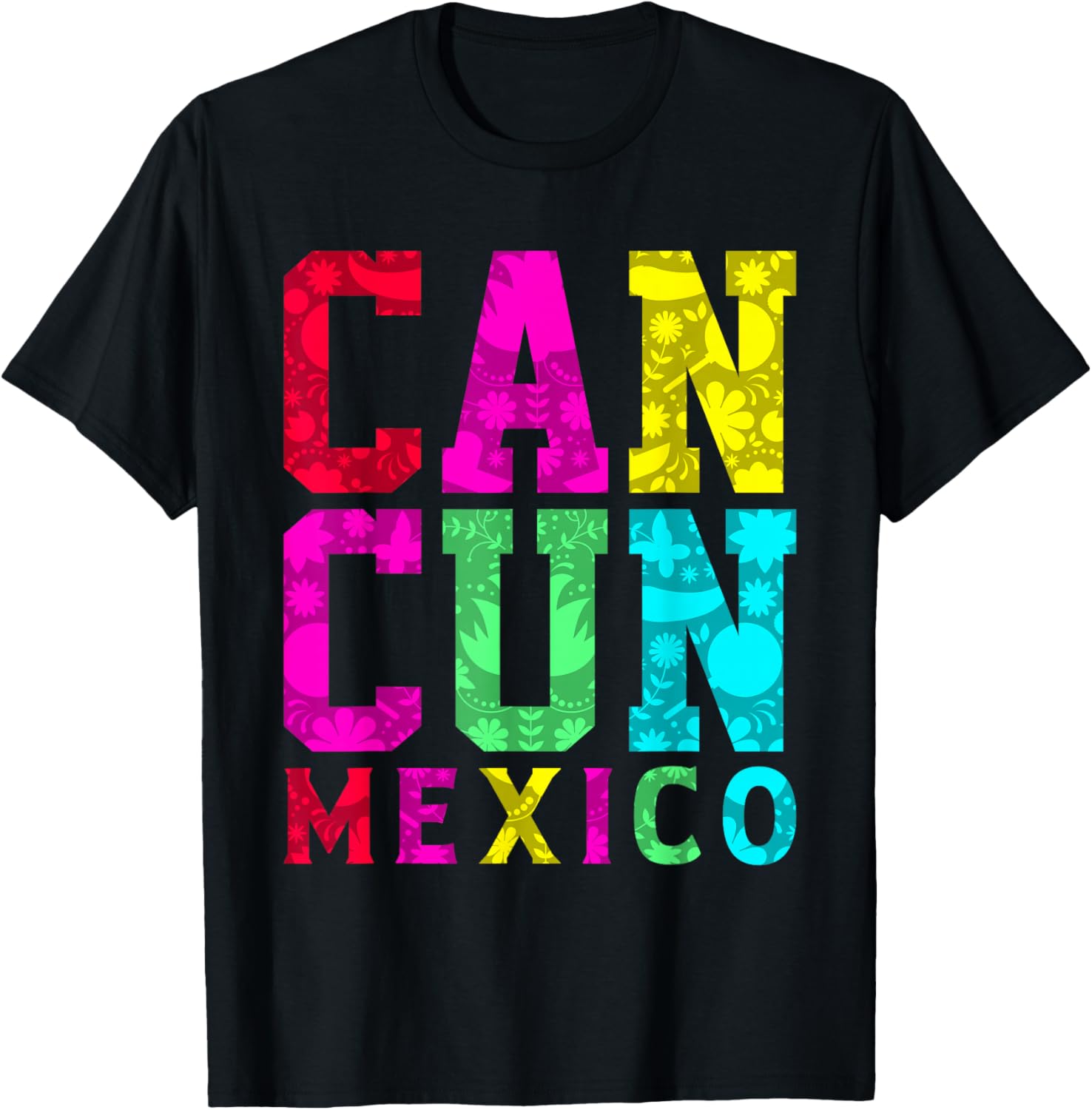 Cancun Mexico Shirt Colorful Men Women Cancun Shirt Cancun T-Shirt - T-Shirt | Black