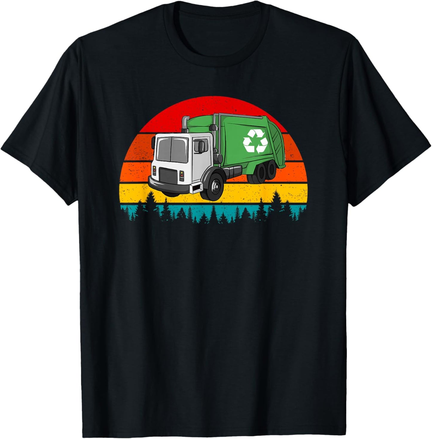Retro Recycling Garbage Truck Waste Management T-Shirt - T-Shirt | Black