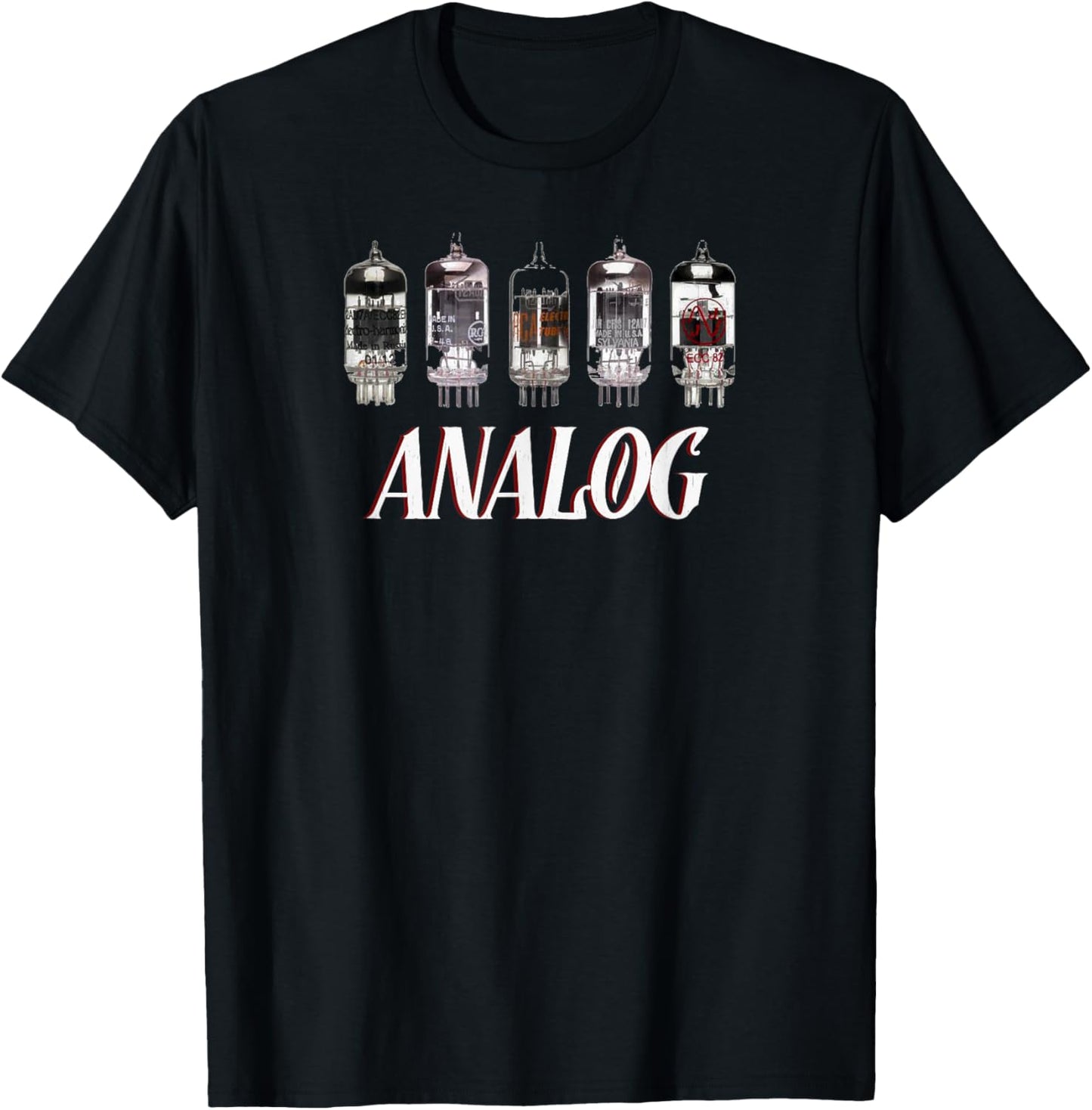 Analog Vacuum Tubes Retro Aesthetic Audio Design T-Shirt - T-Shirt | Black