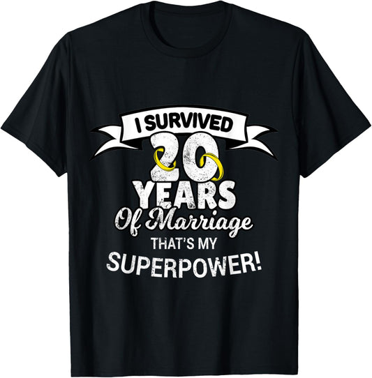 20 Year Funny Wedding Anniversary T-Shirt - T-Shirt | Black