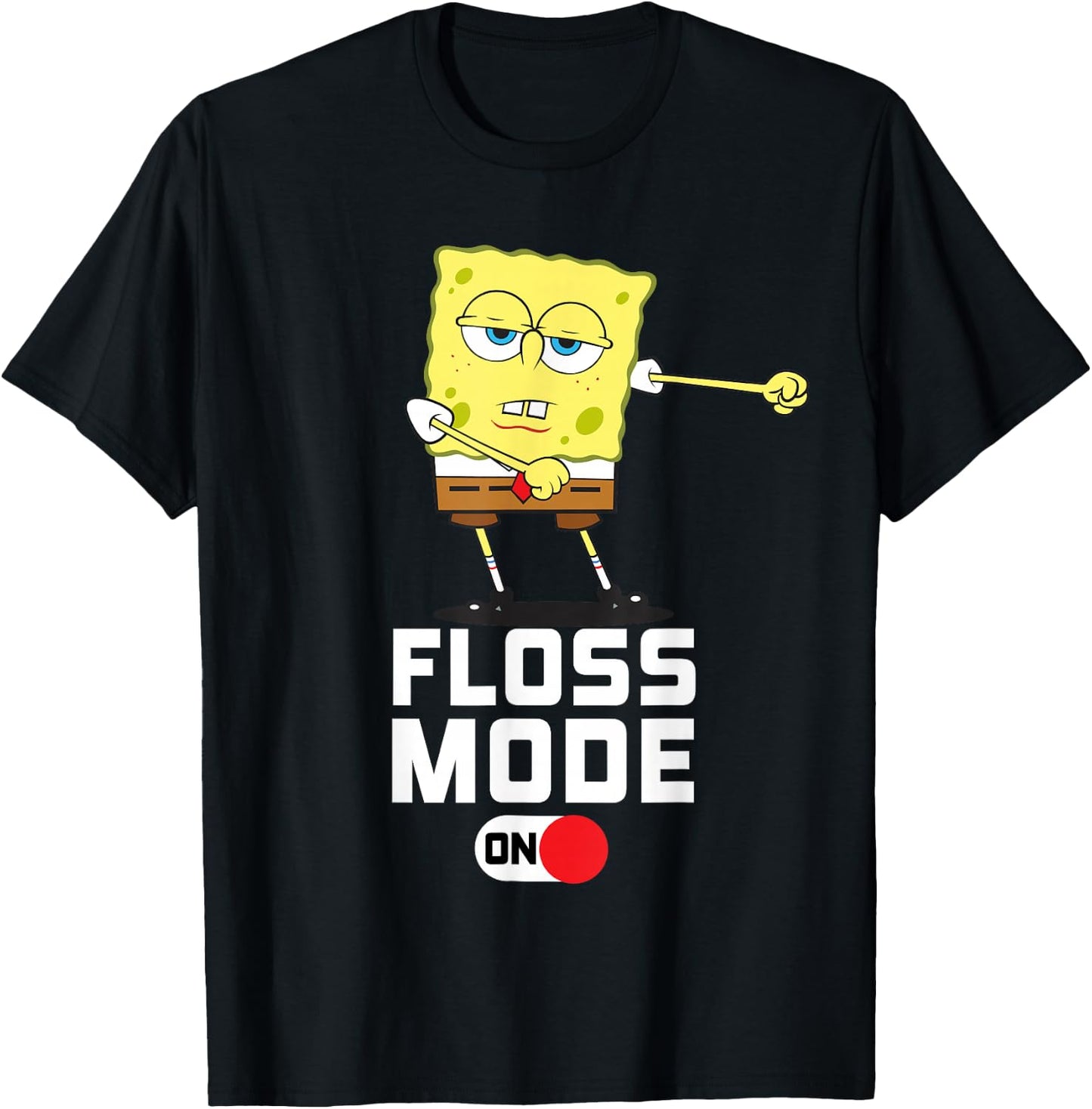 SpongeBob SquarePants Floss Mode On Dancing SpongeBob T-Shirt - T-Shirt | Black