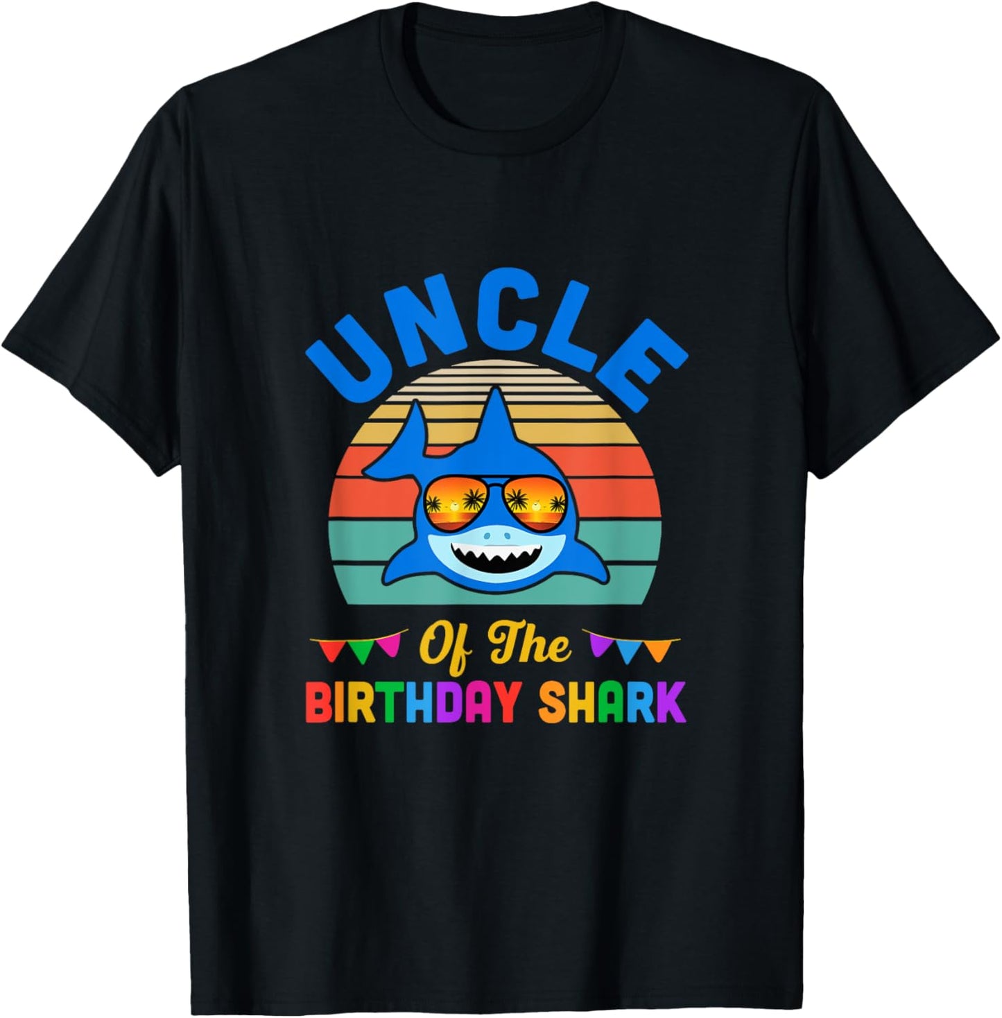Uncle Of The Shark Birthday Uncle Matching Family T-Shirt - T-Shirt | Black