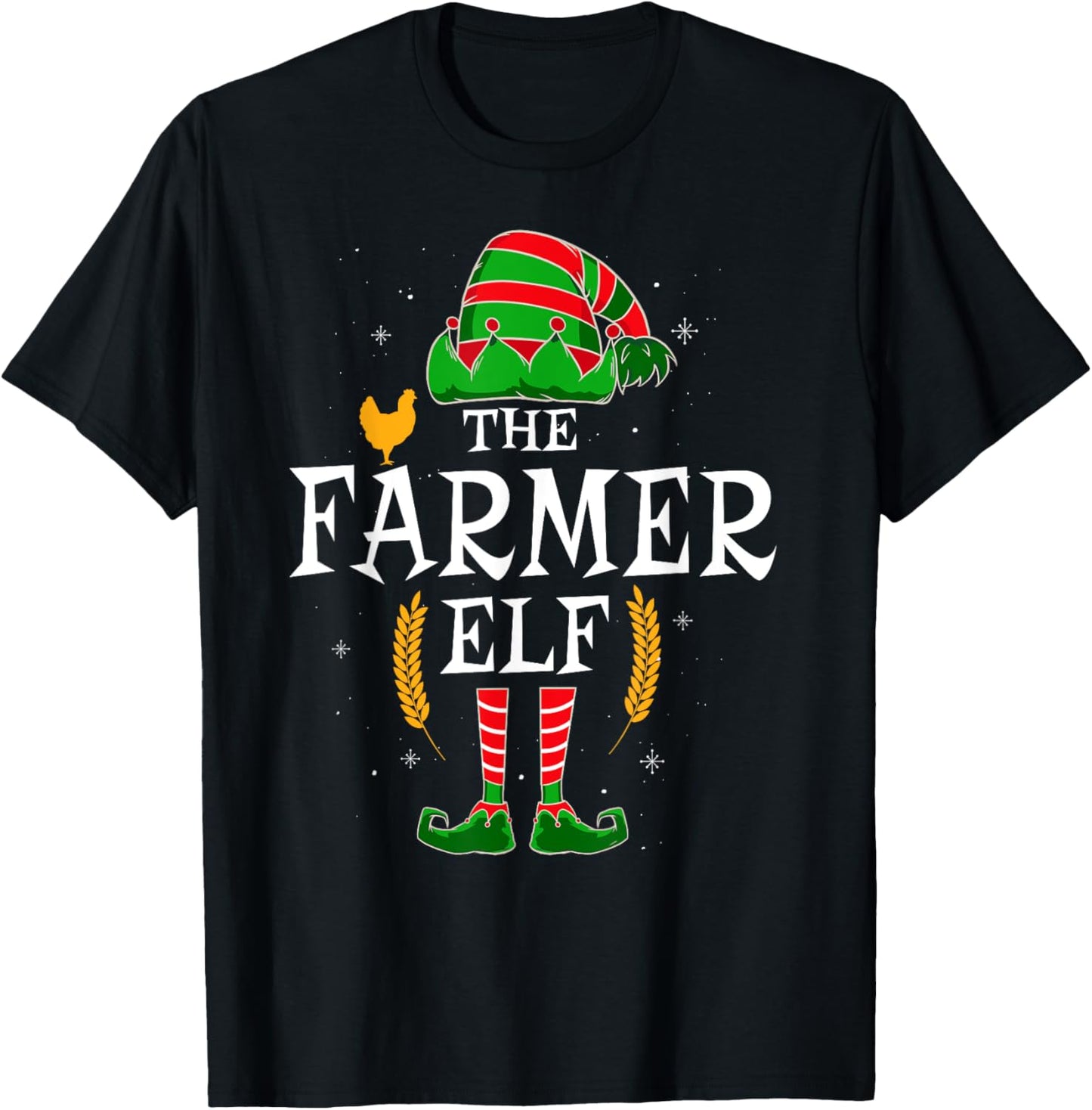 The Farmer Elf Group Matching Family Christmas Farm Funny T-Shirt - T-Shirt | Black
