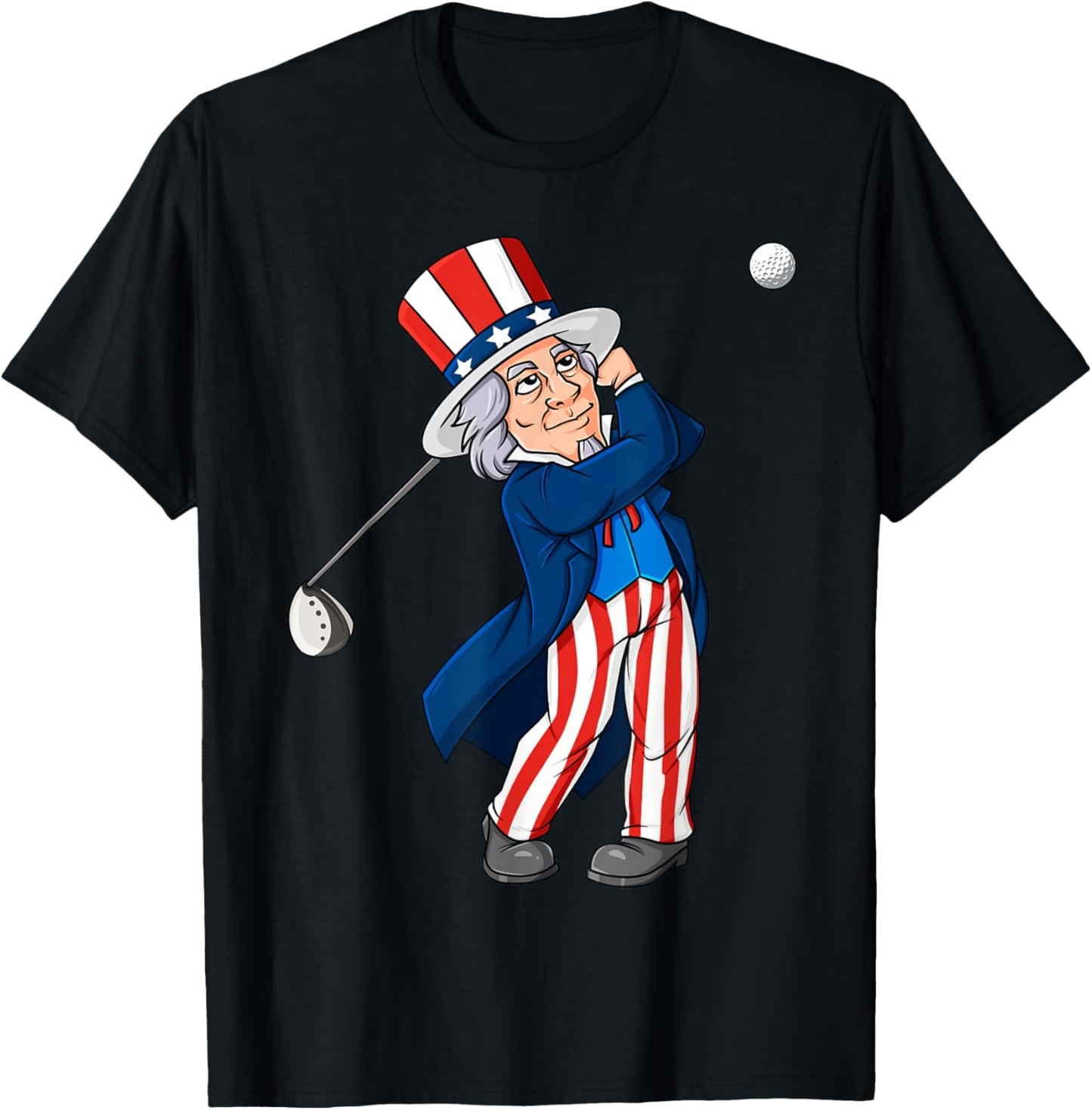 Uncle Sam Golfing 4th Of July Patriotic Boys Kids Teens Golf T-Shirt - T-Shirt | Black