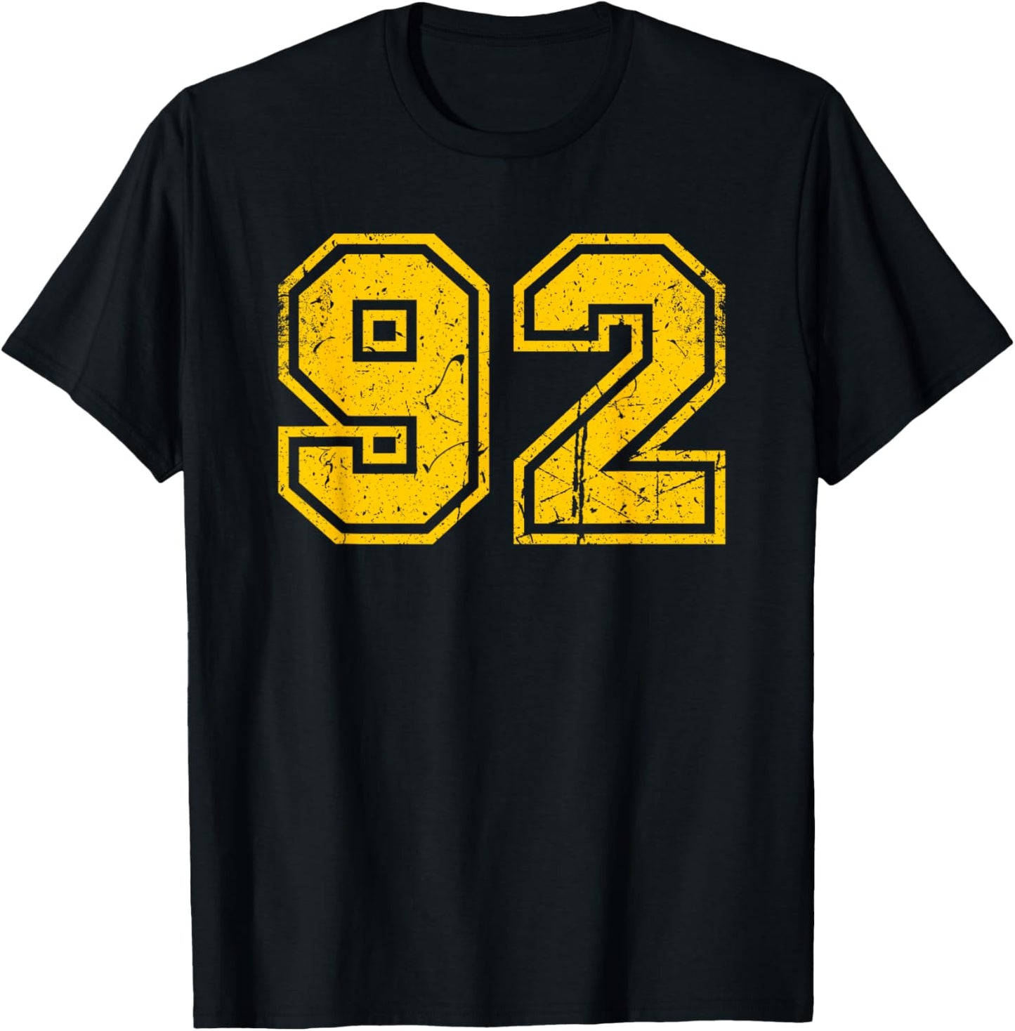 Vintage Yellow Sports Team Number 92 T-Shirt - T-Shirt | Black