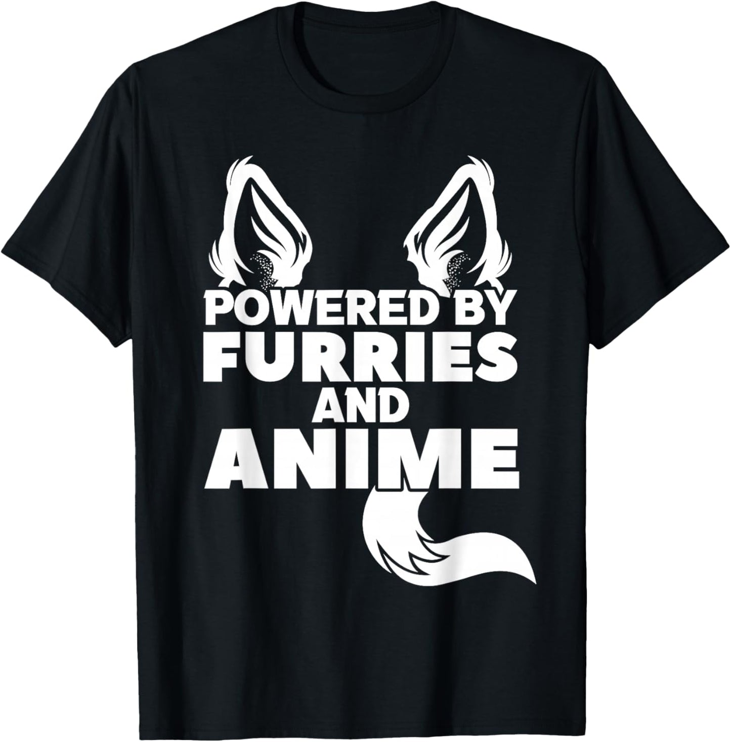 Powered by Furries and Anime Furry T-Shirt - T-Shirt | Black