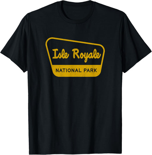 Isle Royale National Park Vintage Inspired Sign Graphic T-Shirt - T-Shirt | Black