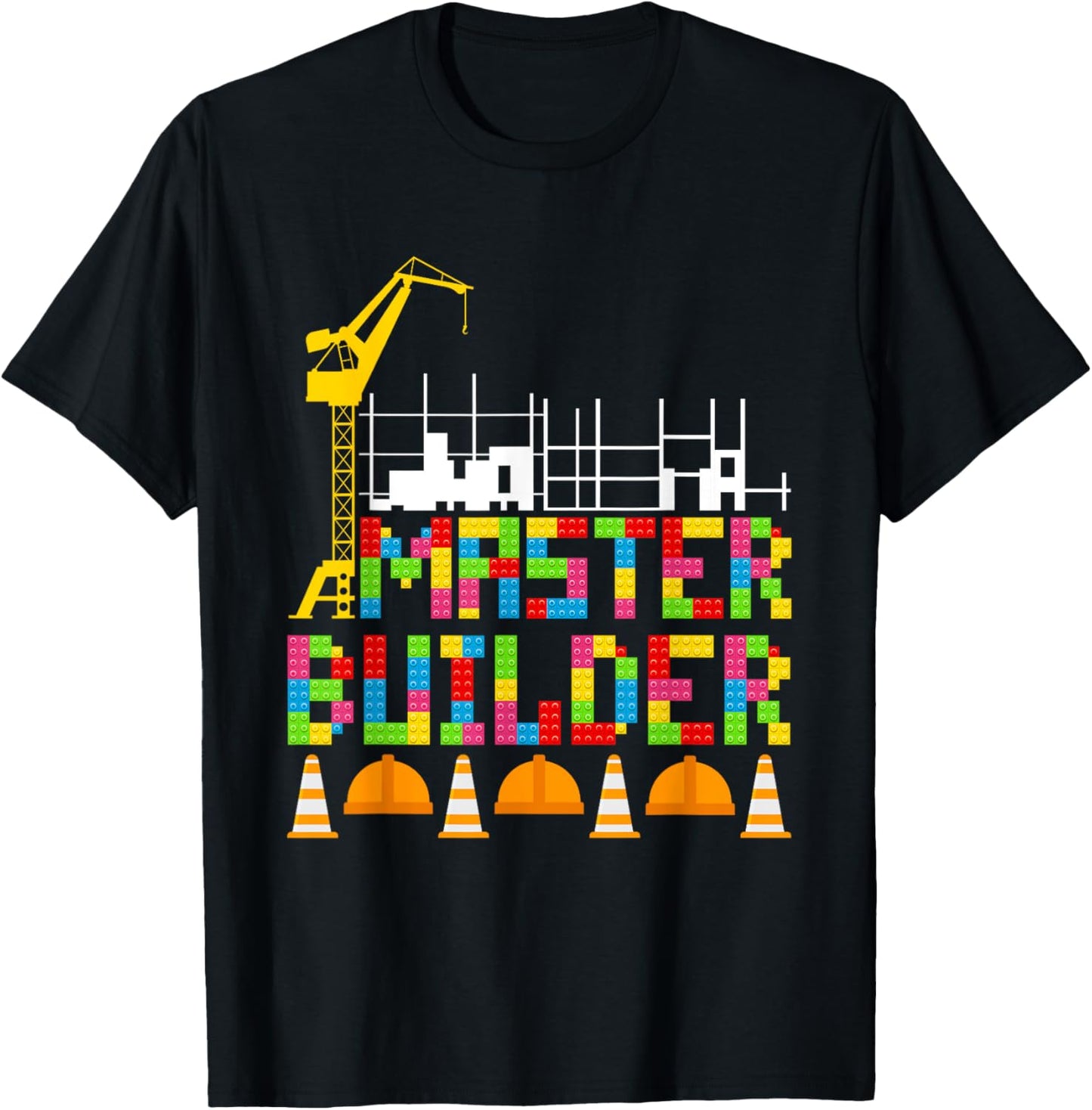 Master Builder Building Blocks Engineer Bricks Construction T-Shirt - T-Shirt | Black