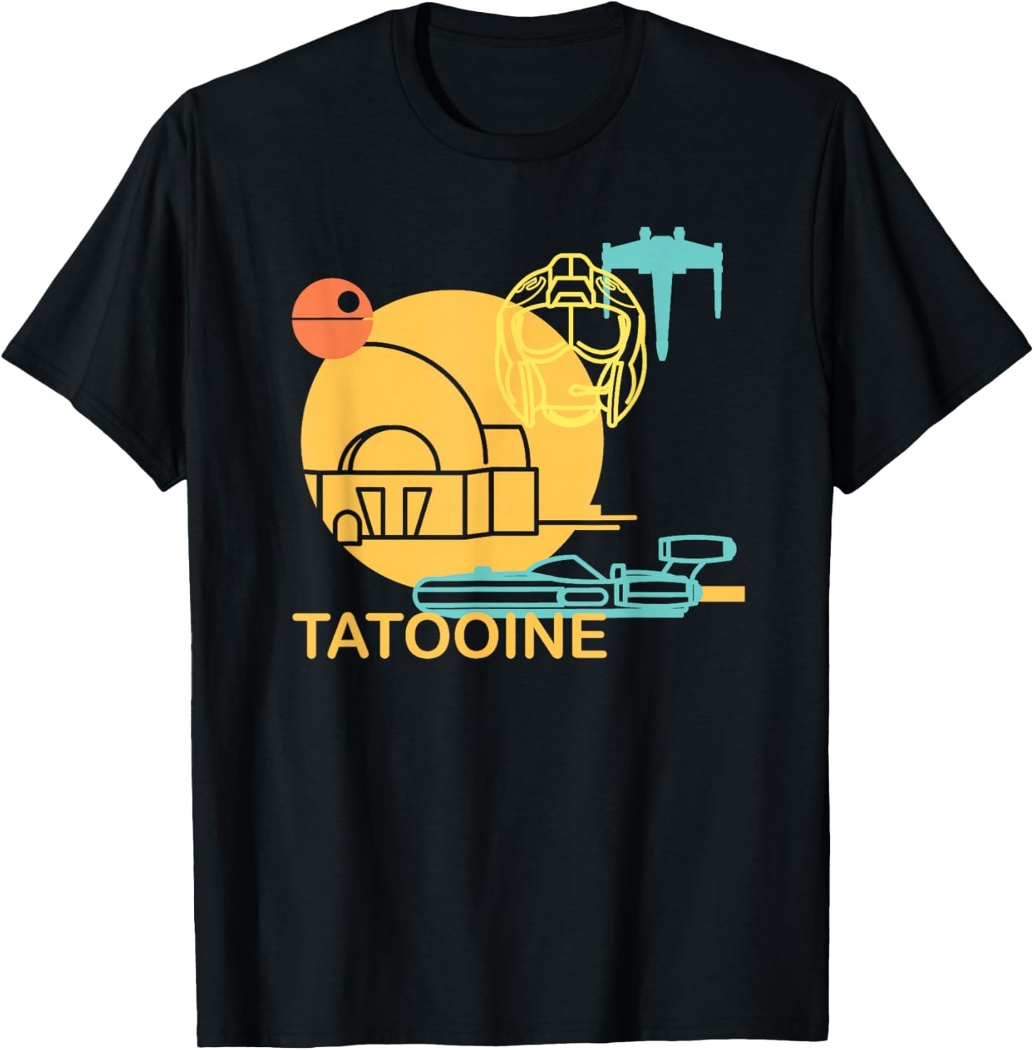Star Wars A New Hope Tatooine Drawing T-Shirt - T-Shirt | Black