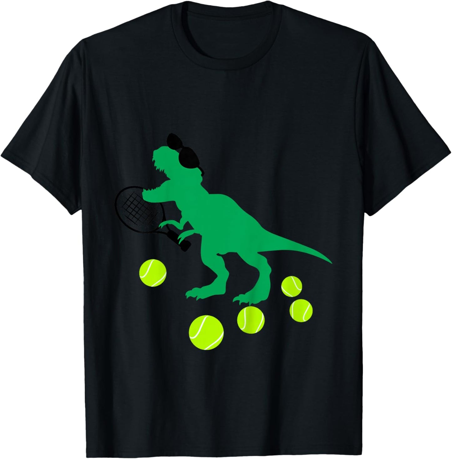 Boys Tennis Dinosaur for Toddler and Baby Dino Lover T-Shirt - T-Shirt | Black