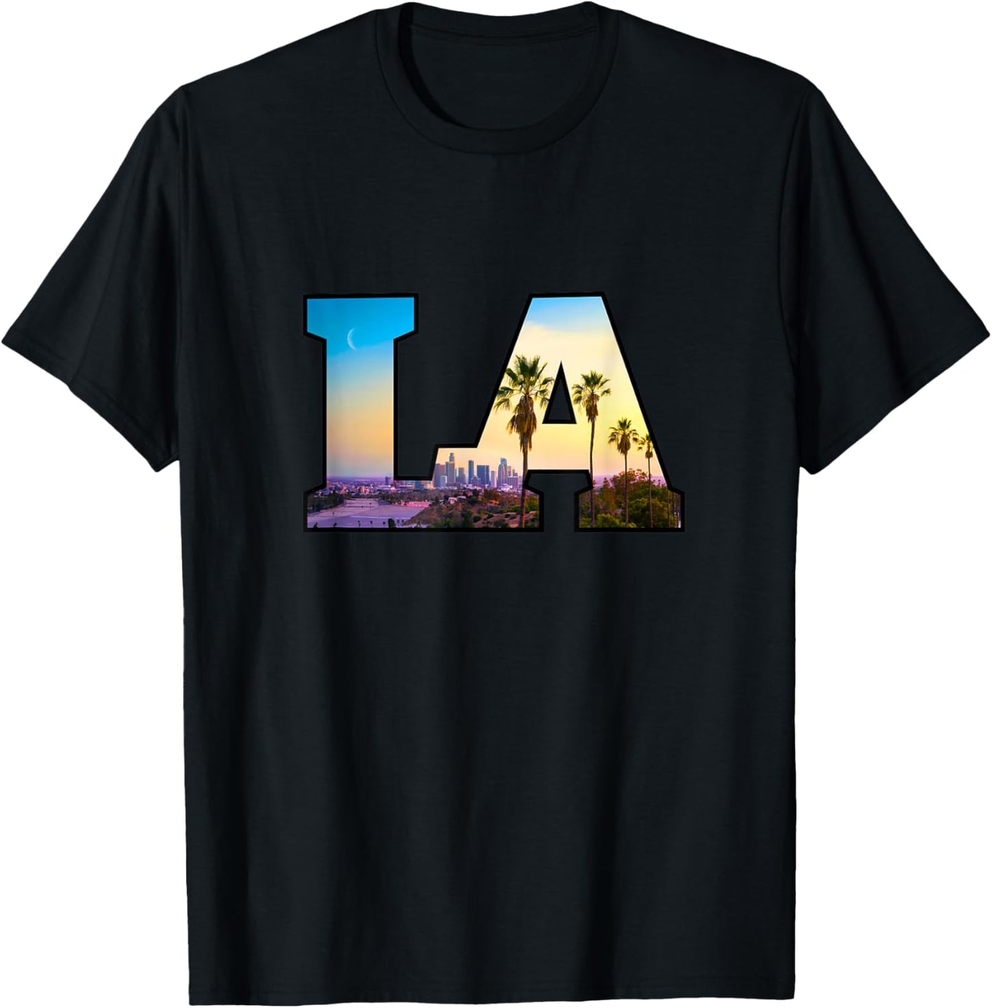 LA City Skyline of Downtown Los Angeles, California T-Shirt - T-Shirt | Black