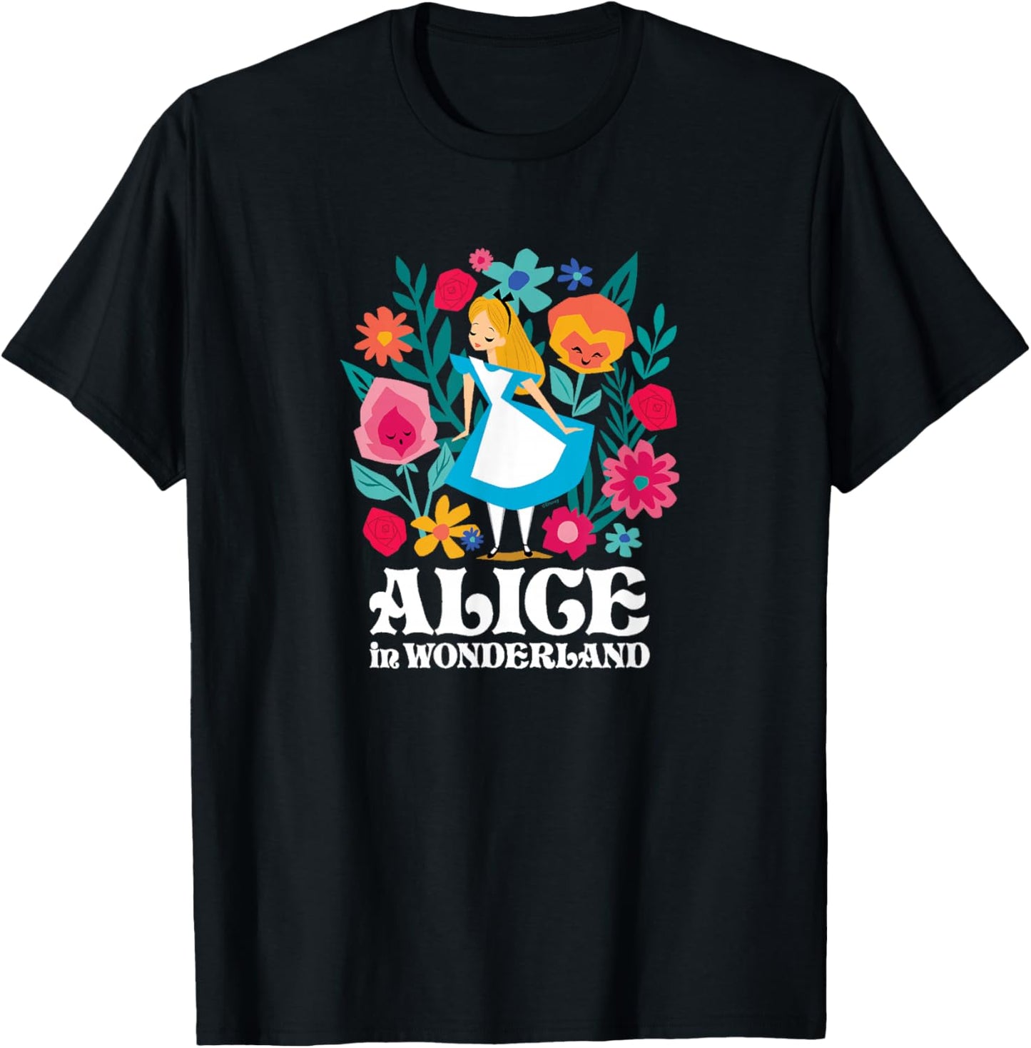 Alice In Wonderland - Flower Forest T-Shirt - T-Shirt | Black