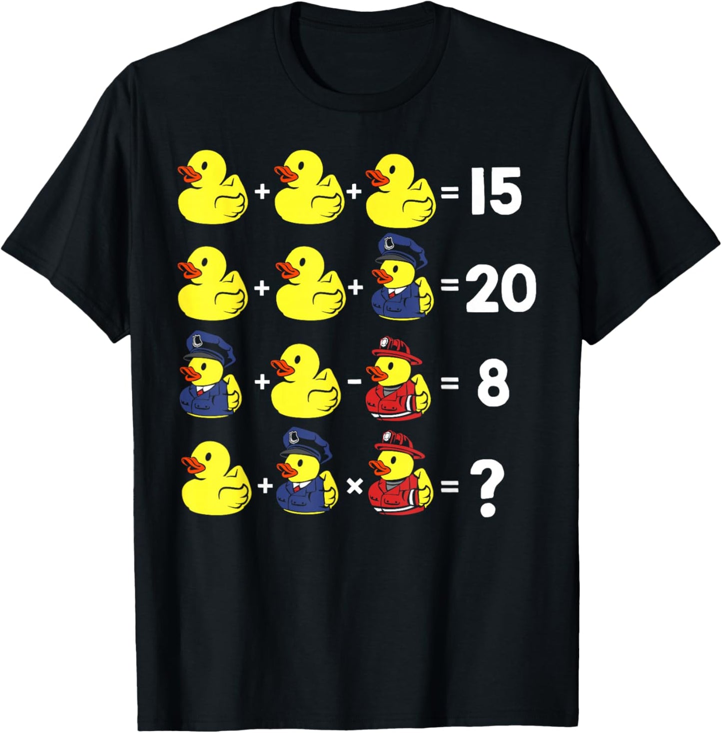 Math Teacher Humor Rubber Duck Graphic Order Of Operations Women Girls Kids T-Shirt - T-Shirt | Black