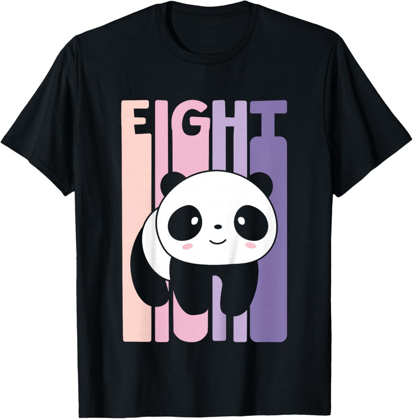 8 Year Old Cute Panda Birthday Girl 8th B-day T-Shirt - T-Shirt | Black