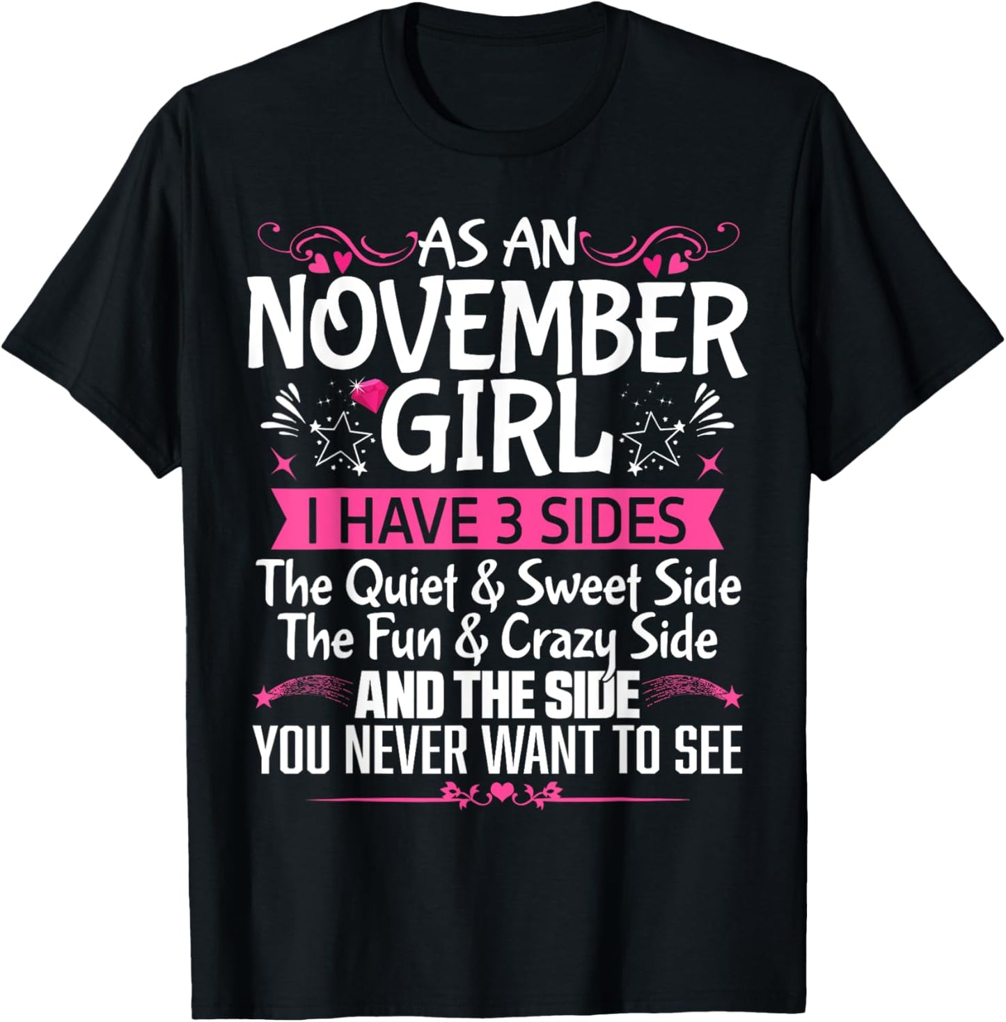 November Queen Born in November Cute Birthday November Girl T-Shirt - T-Shirt | Black