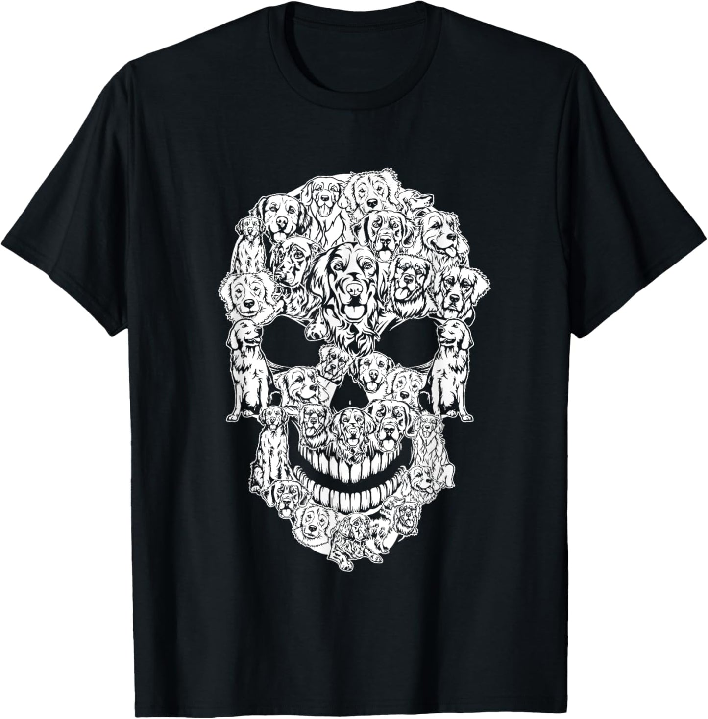 Matching Family Golden Retriever Dog Skull Costume Halloween T-Shirt - T-Shirt | Black